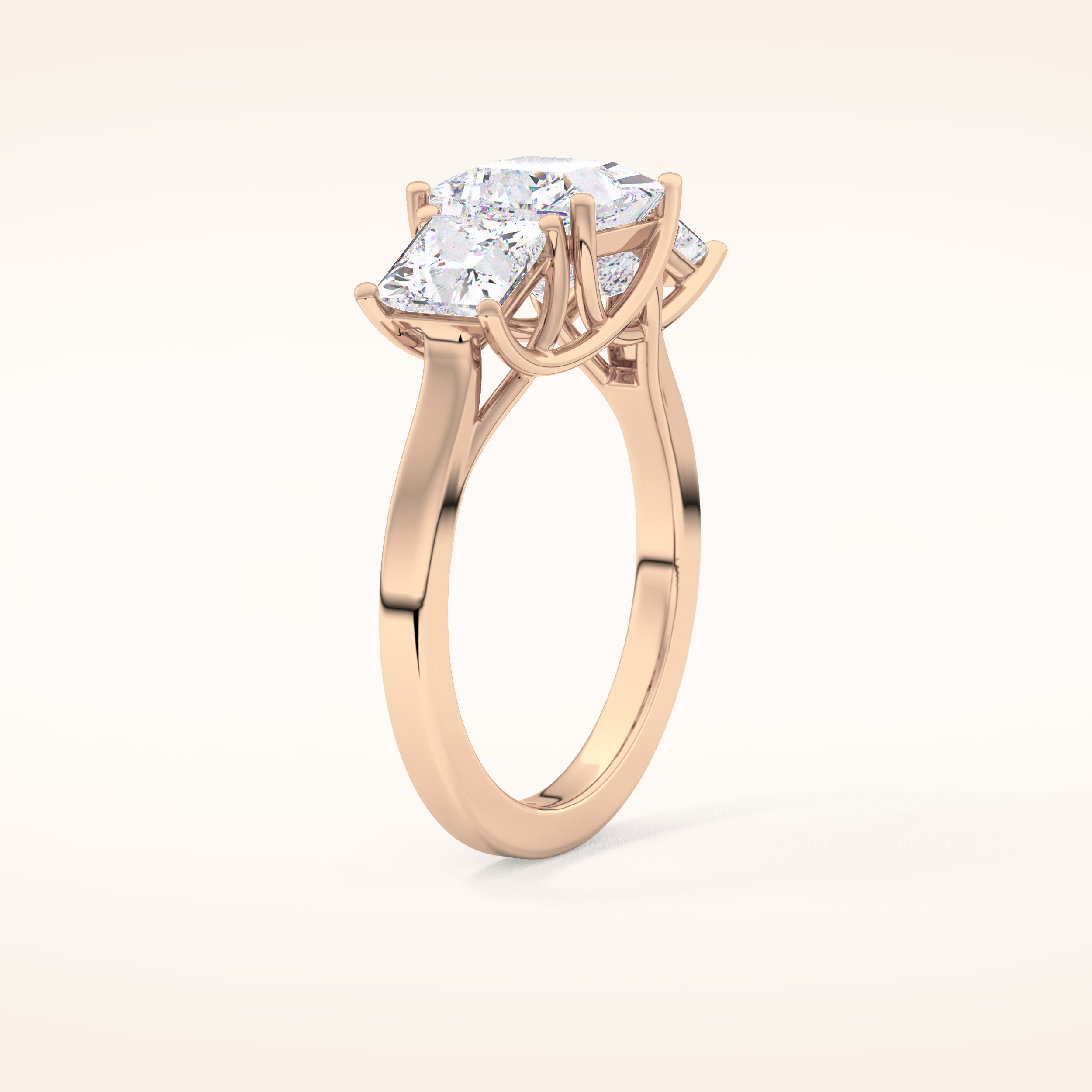 1.87 CT Princess Shaped Three Stone Moissanite Engagement Ring