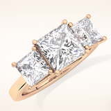 1.87 CT Princess Shaped Three Stone Moissanite Engagement Ring
