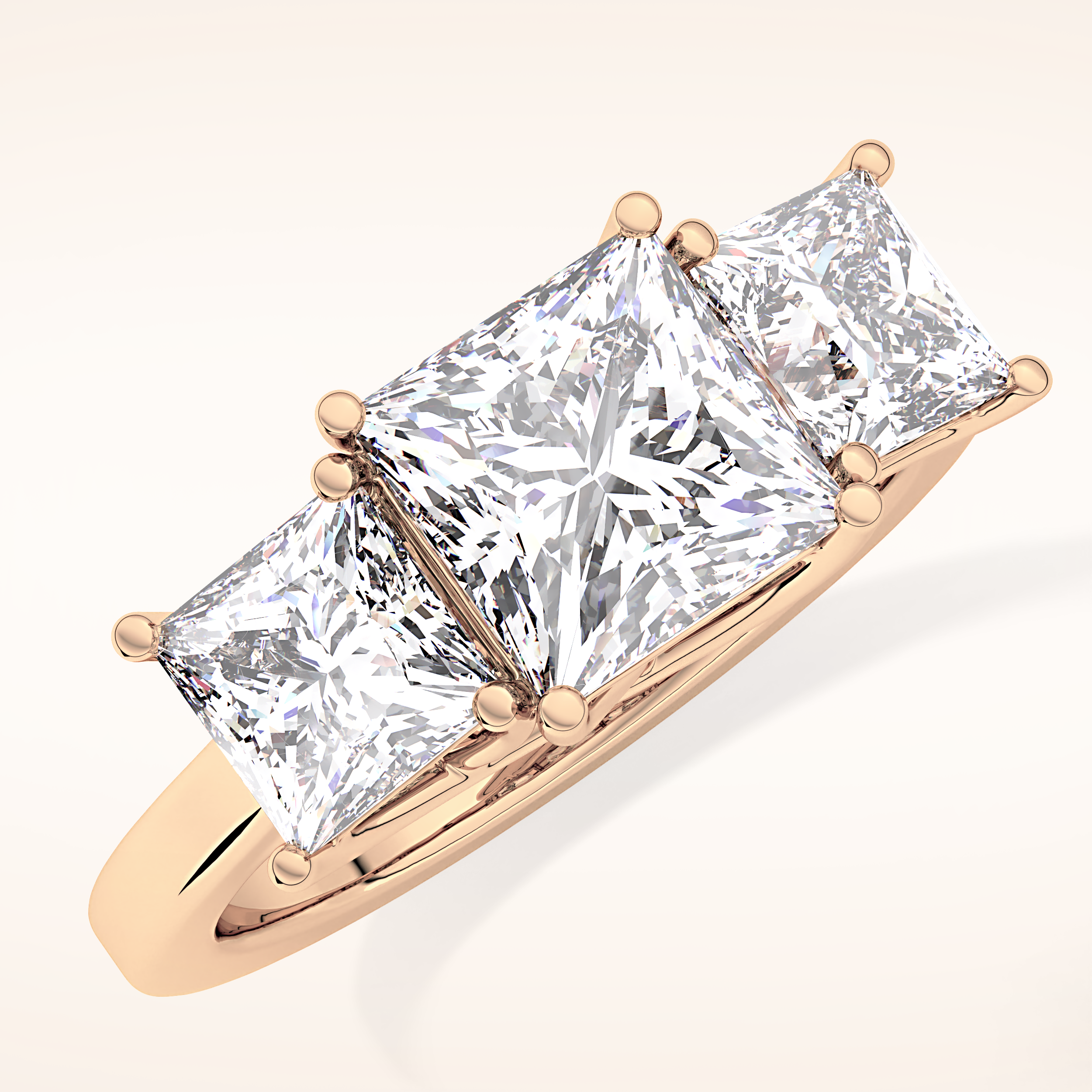 1.87 CT Princess Shaped Three Stone Moissanite Engagement Ring