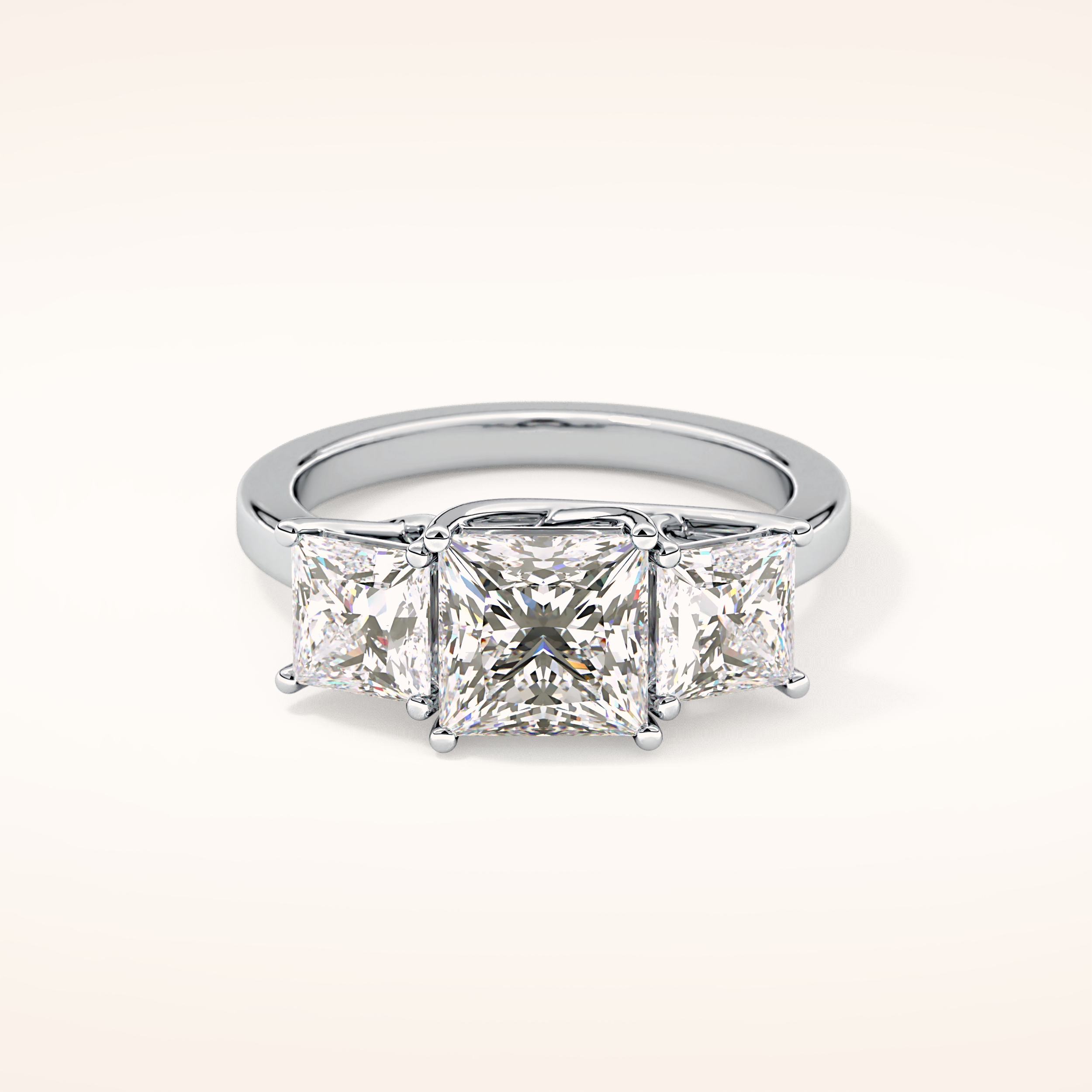 1.87 CT Princess Shaped Three Stone Moissanite Engagement Ring