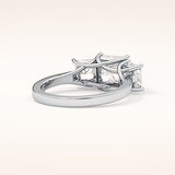 1.87 CT Princess Shaped Three Stone Moissanite Engagement Ring