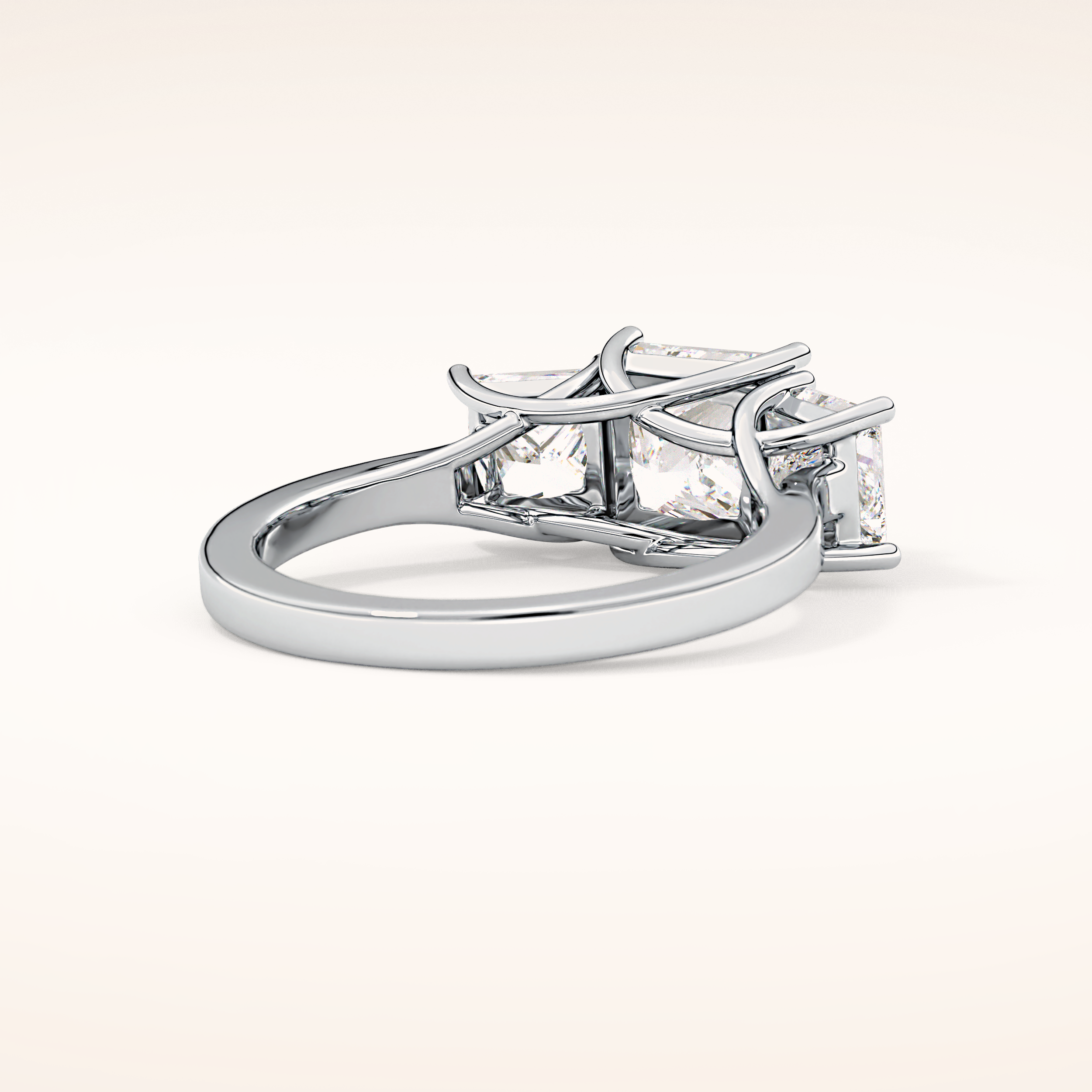 1.87 CT Princess Shaped Three Stone Moissanite Engagement Ring