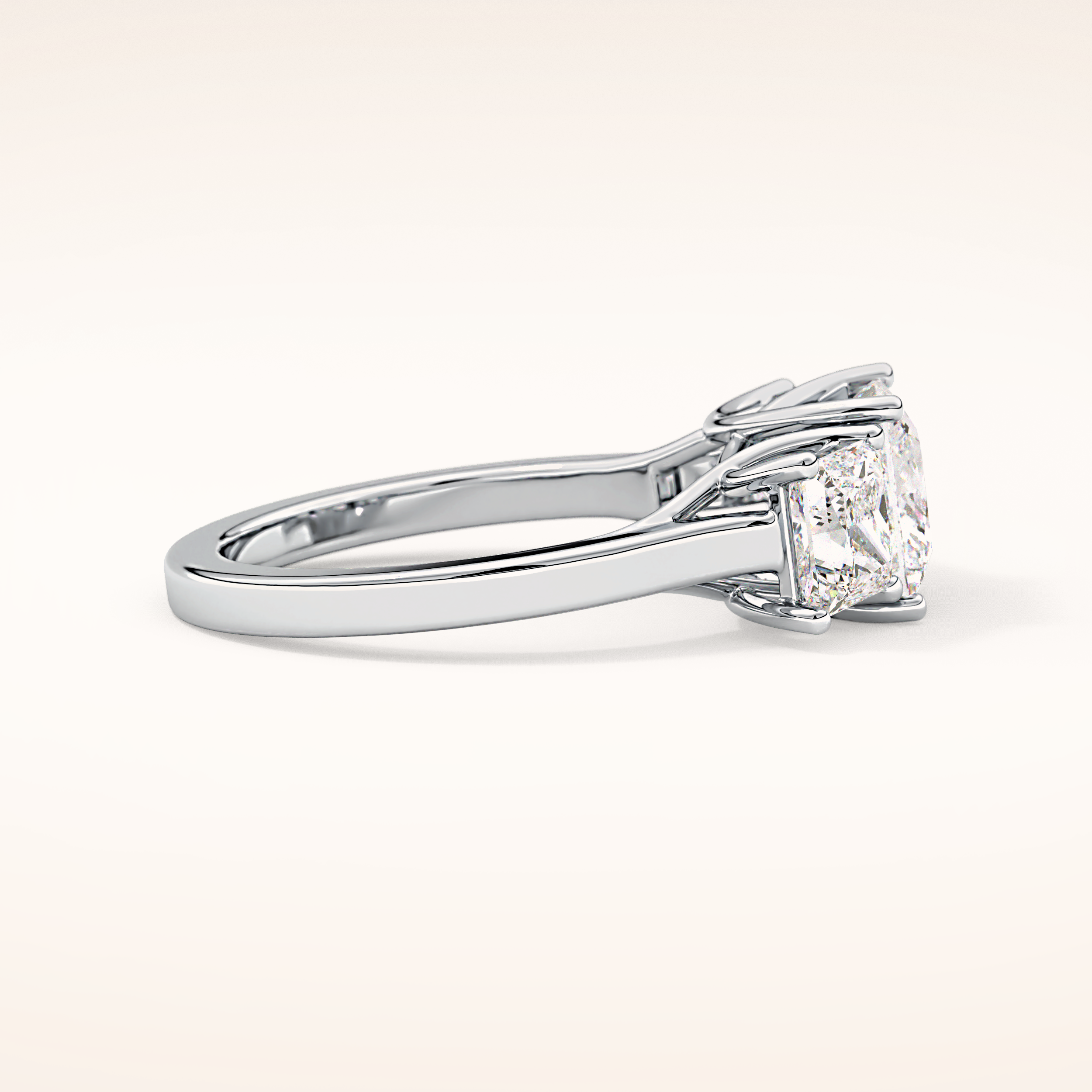 1.87 CT Princess Shaped Three Stone Moissanite Engagement Ring