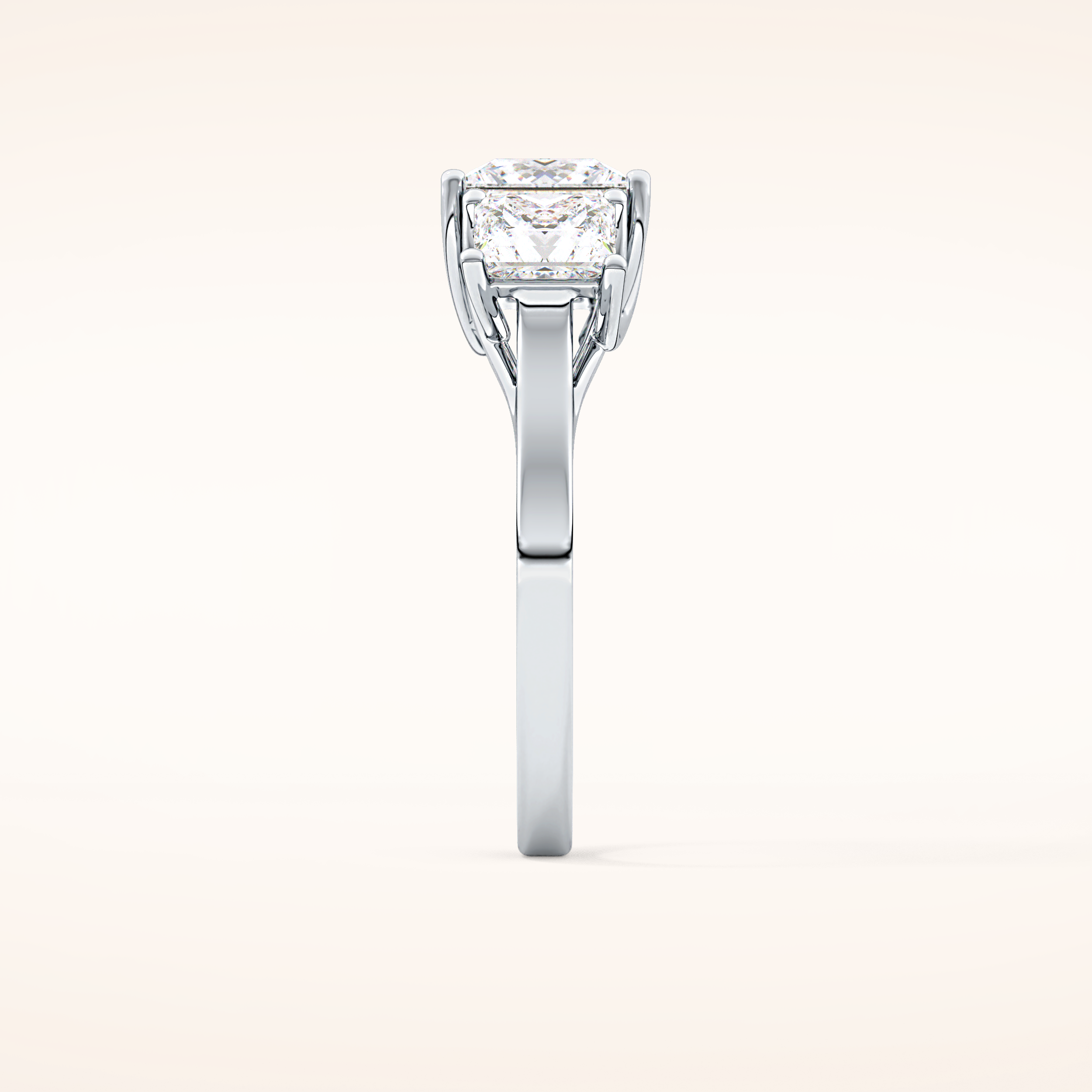 1.87 CT Princess Shaped Three Stone Moissanite Engagement Ring
