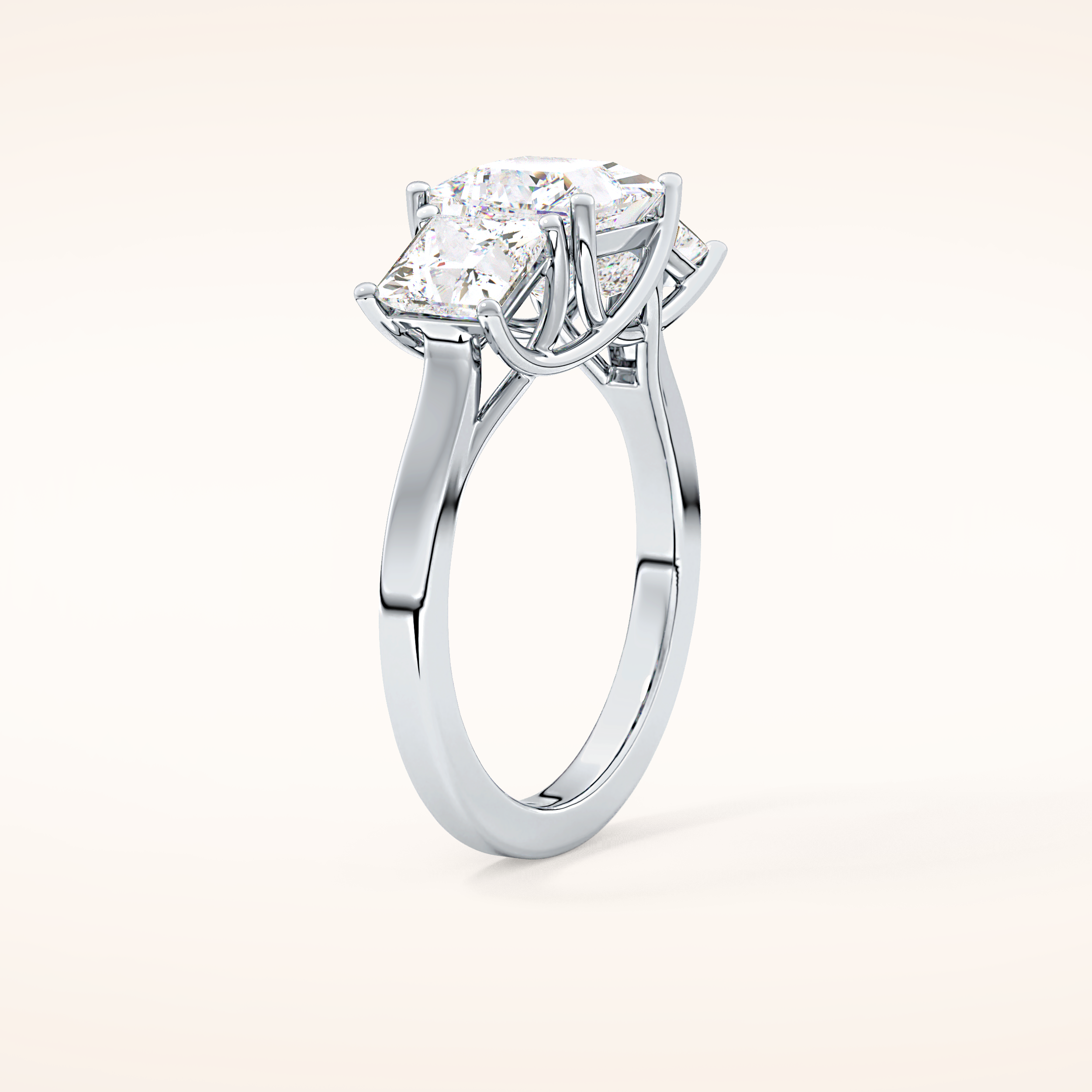 1.87 CT Princess Shaped Three Stone Moissanite Engagement Ring