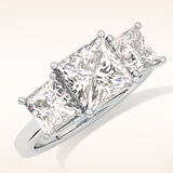 1.87 CT Princess Shaped Three Stone Moissanite Engagement Ring