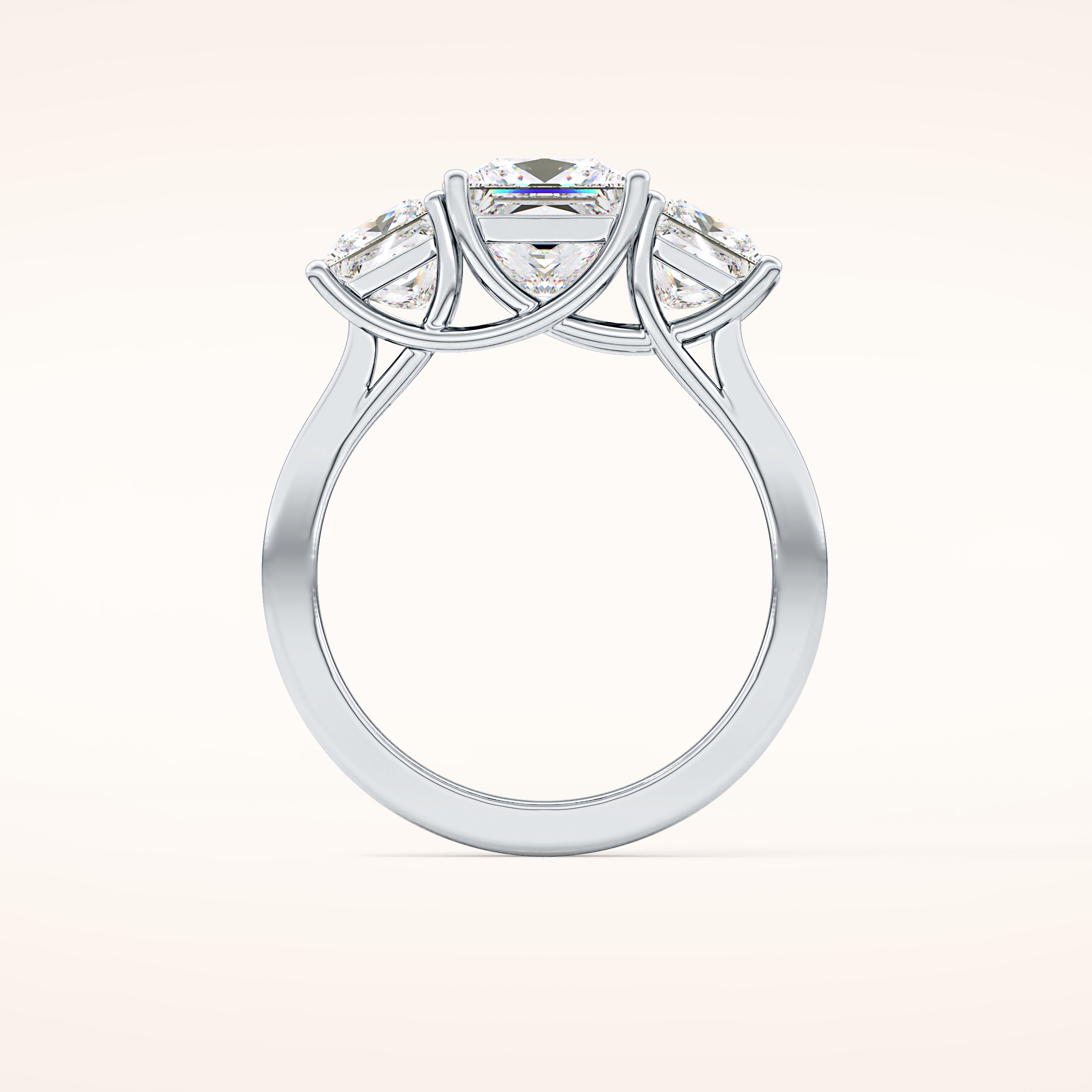 1.87 CT Princess Shaped Three Stone Moissanite Engagement Ring