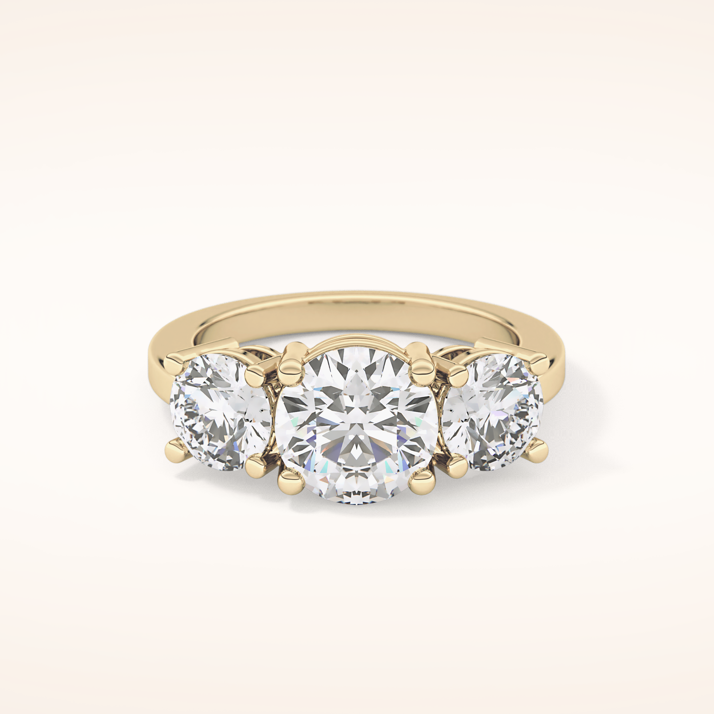 1.82 CT Round Shaped Three Stone Moissanite Engagement Ring