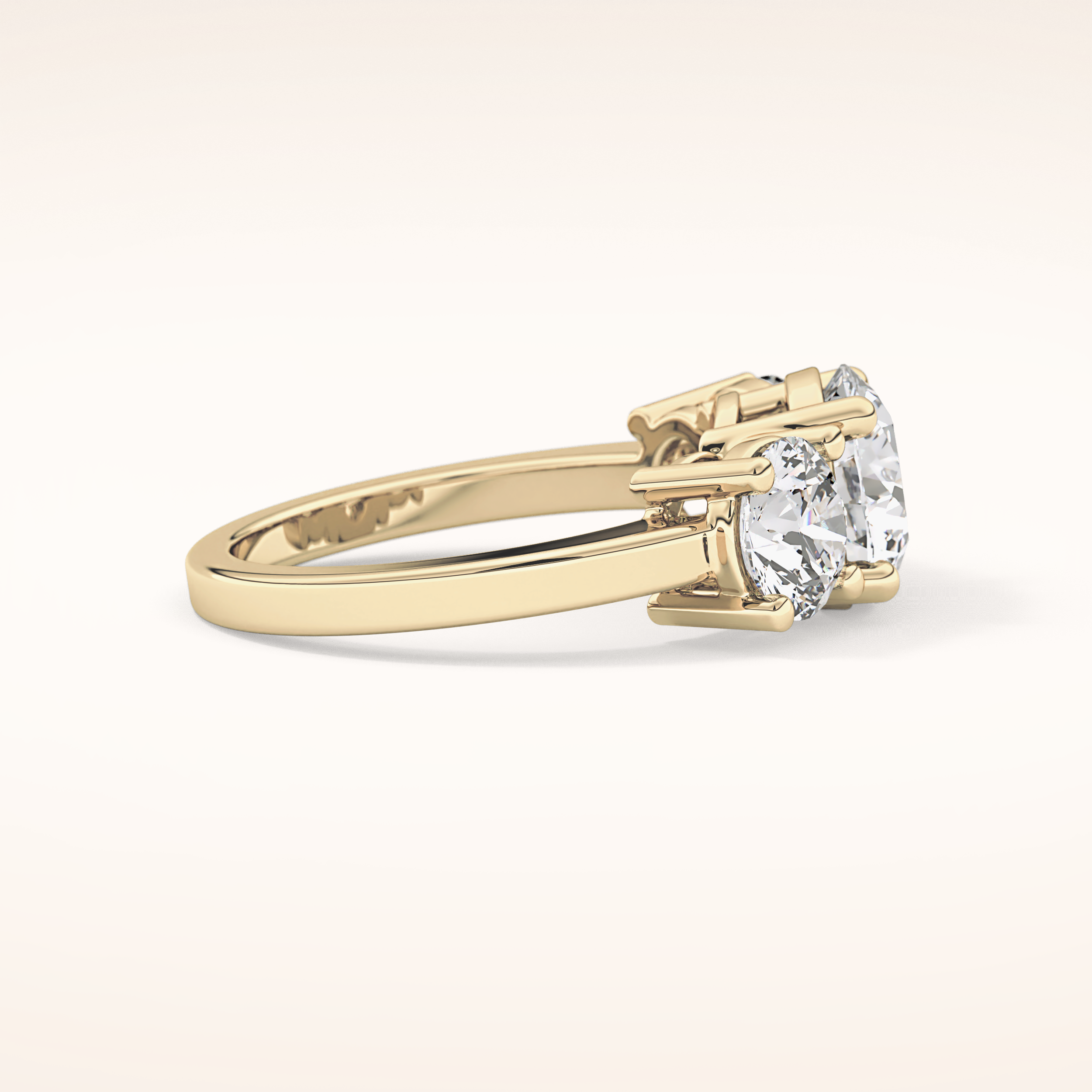 1.82 CT Round Shaped Three Stone Moissanite Engagement Ring