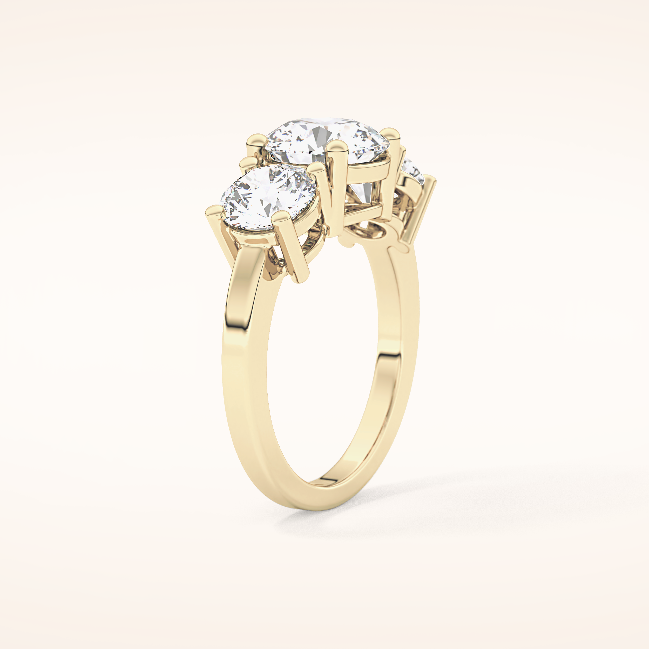 1.82 CT Round Shaped Three Stone Moissanite Engagement Ring