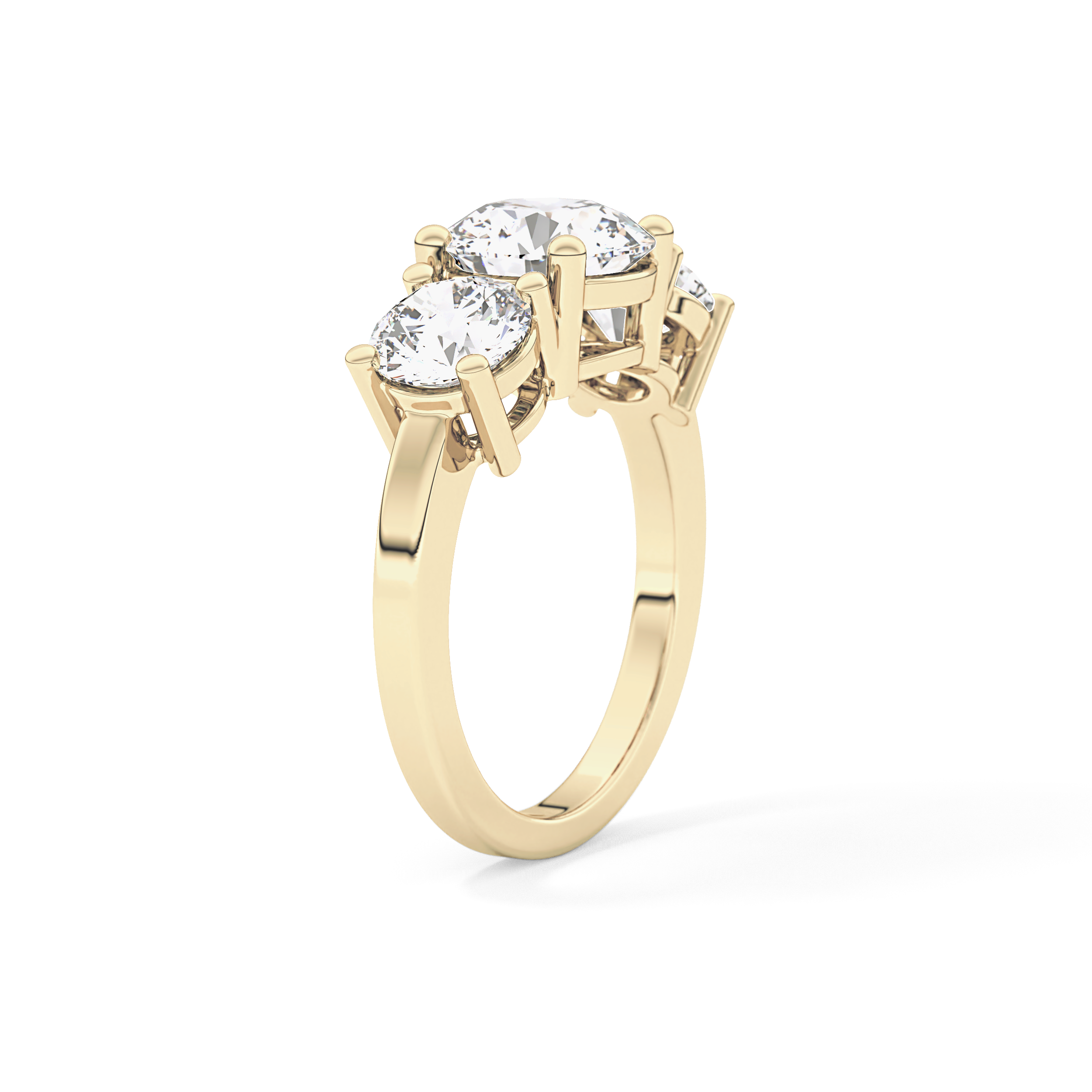 Round Three Stone Lab Grown Diamond Engagement Ring