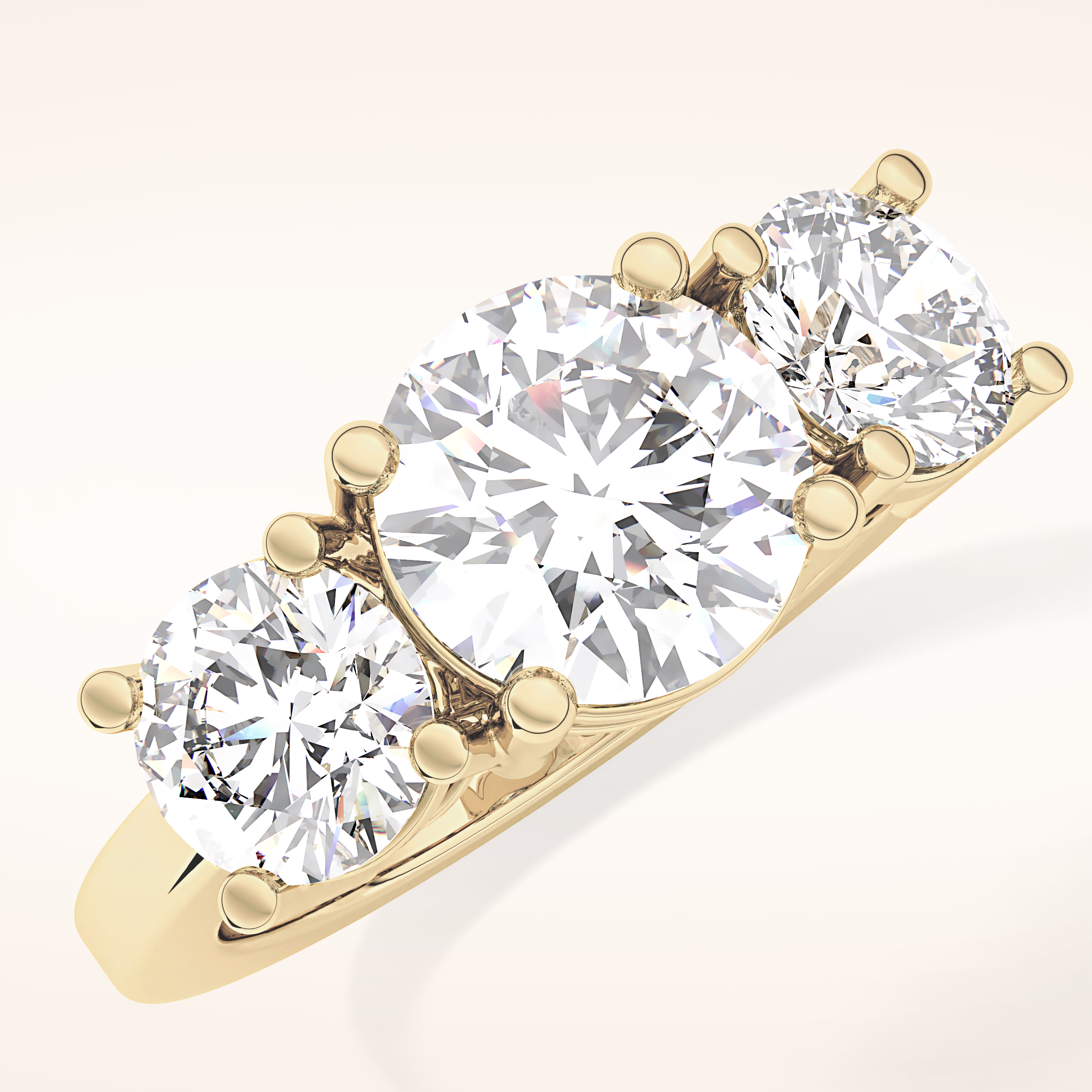 1.82 CT Round Shaped Three Stone Moissanite Engagement Ring