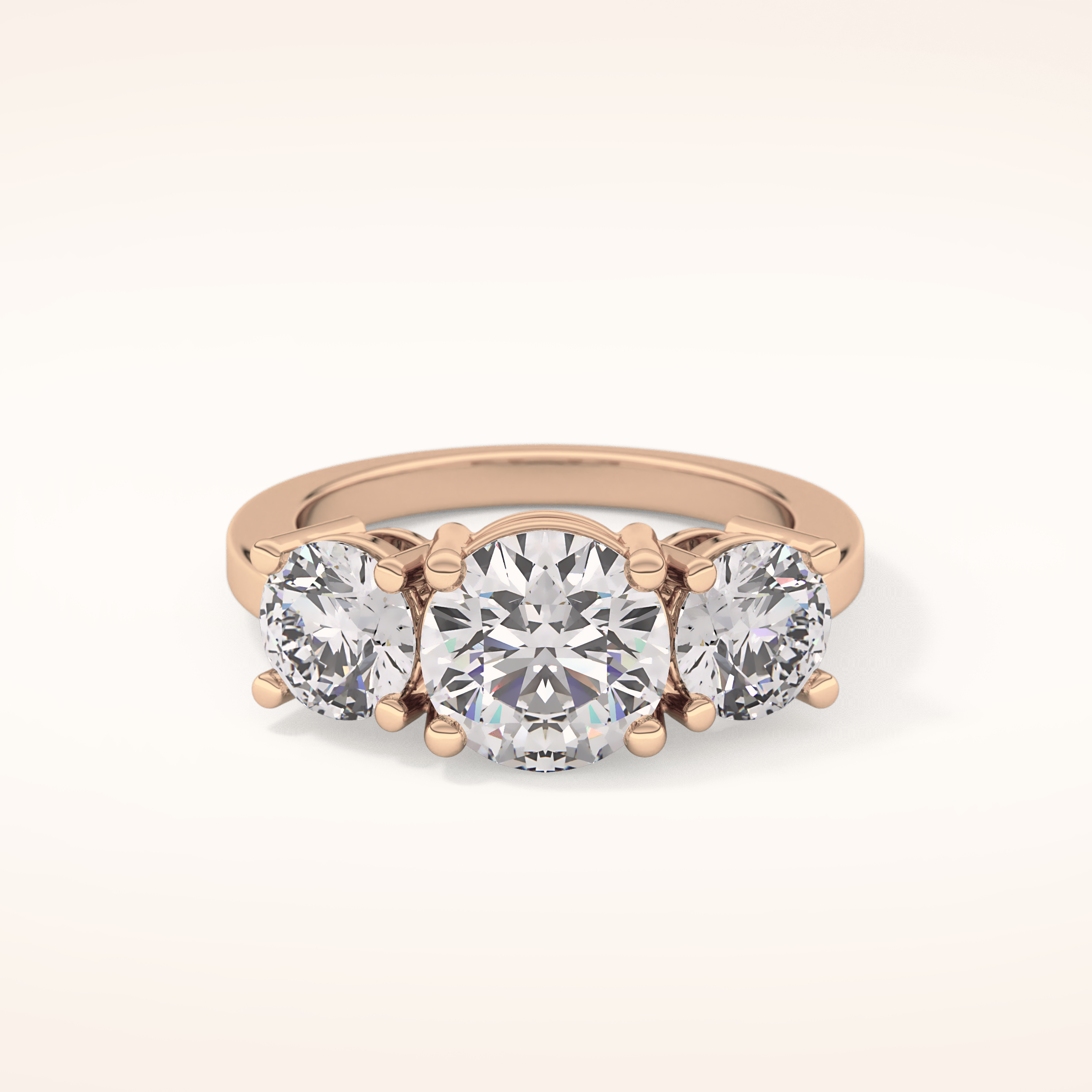 1.82 CT Round Shaped Three Stone Moissanite Engagement Ring