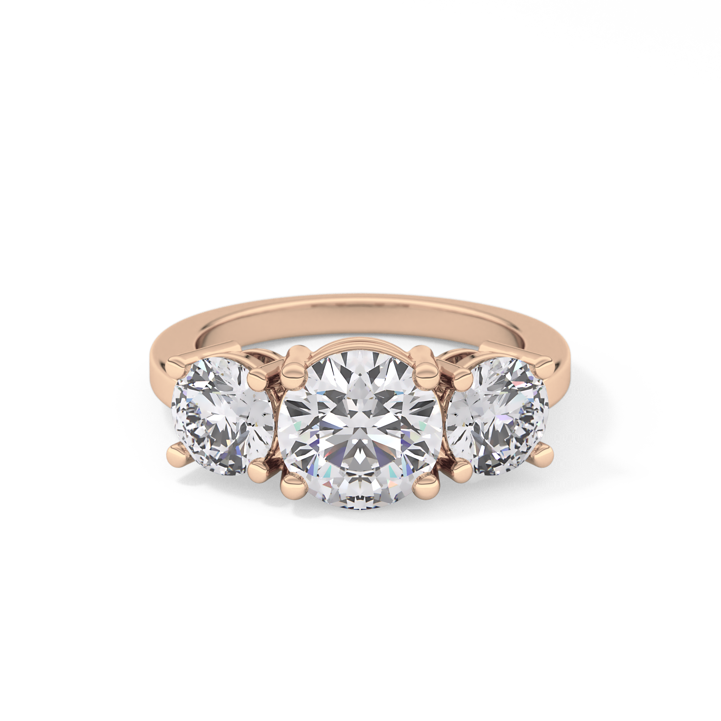 Round Three Stone Lab Grown Diamond Engagement Ring