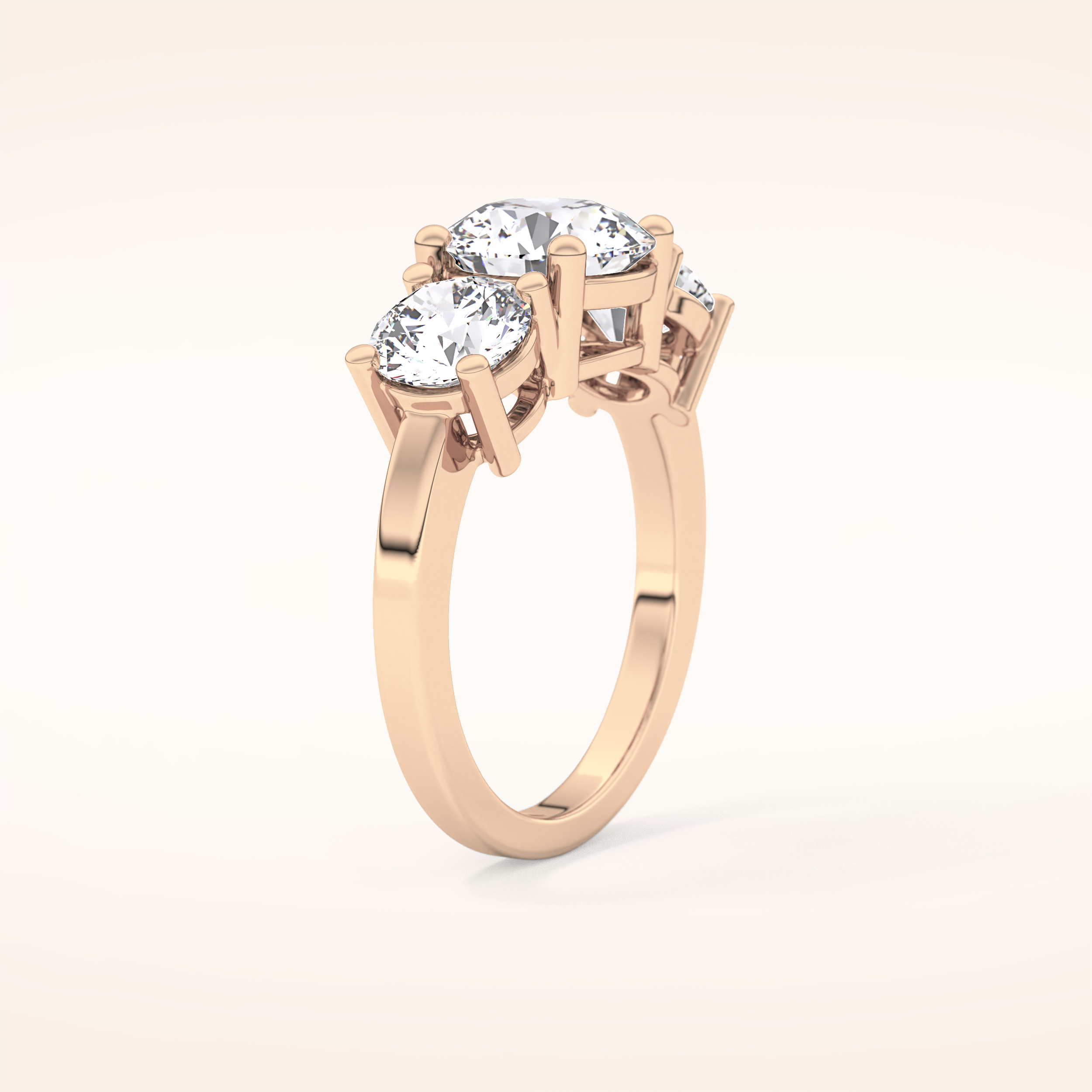 1.82 CT Round Shaped Three Stone Moissanite Engagement Ring