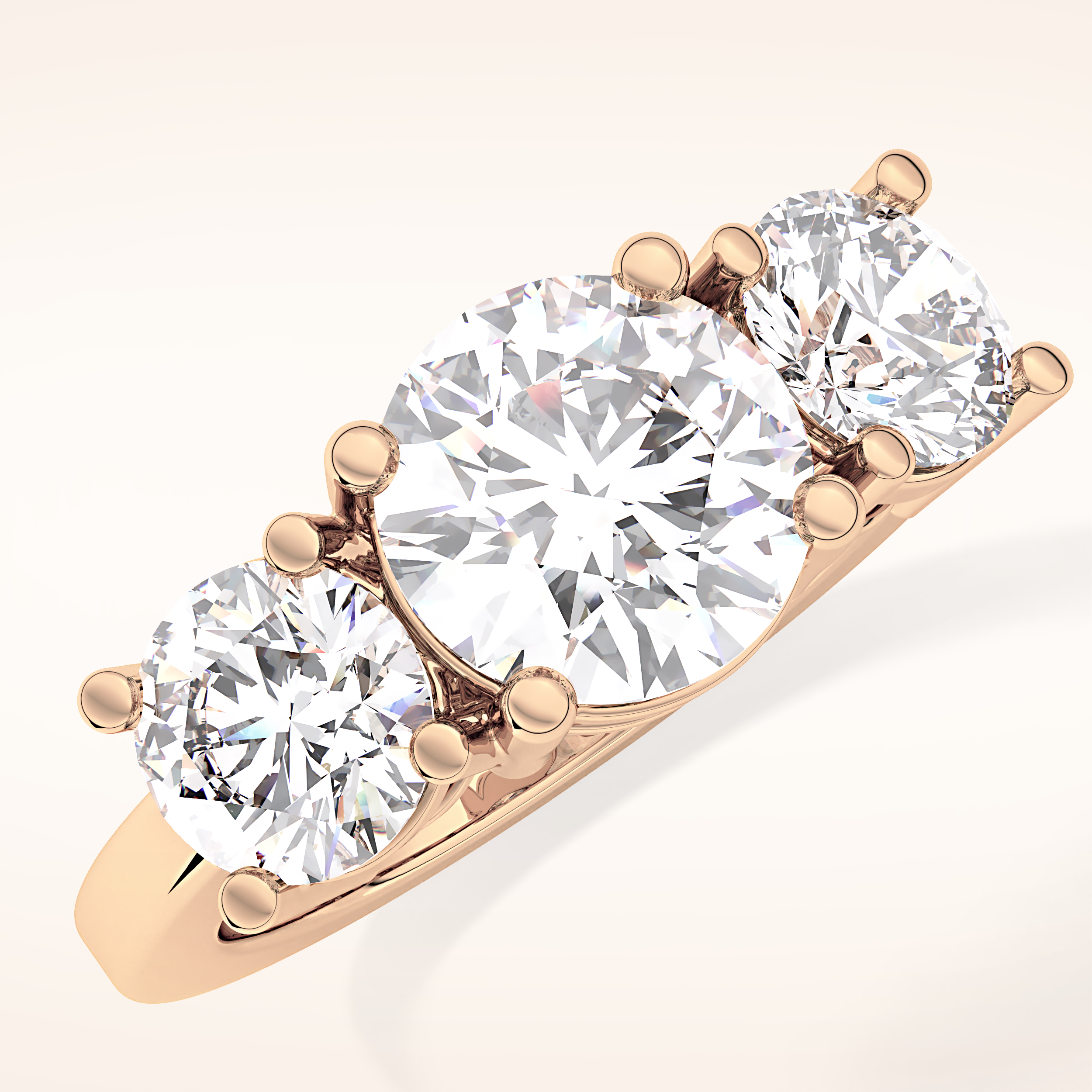 1.82 CT Round Shaped Three Stone Moissanite Engagement Ring