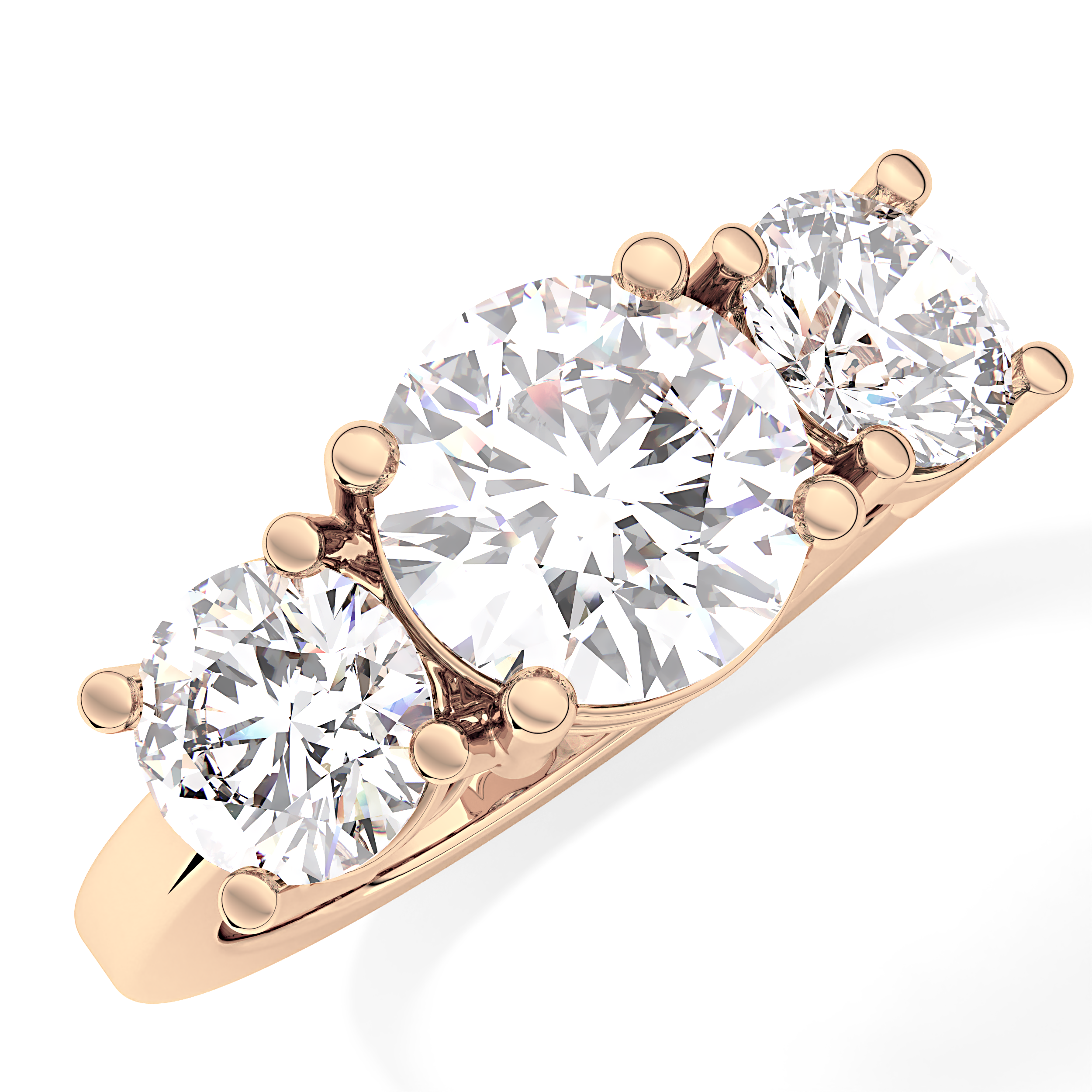 Round Three Stone Lab Grown Diamond Engagement Ring