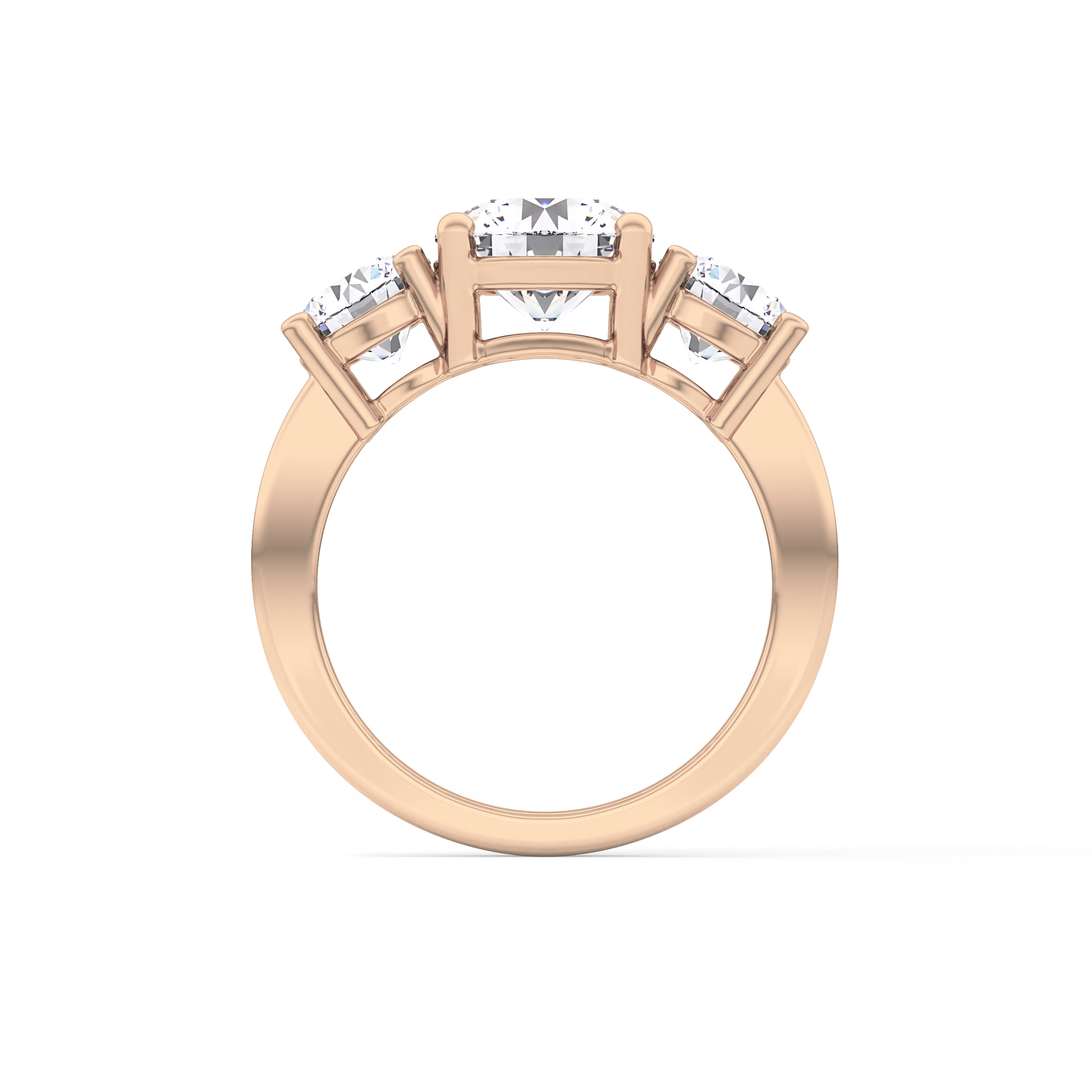 Round Three Stone Lab Grown Diamond Engagement Ring
