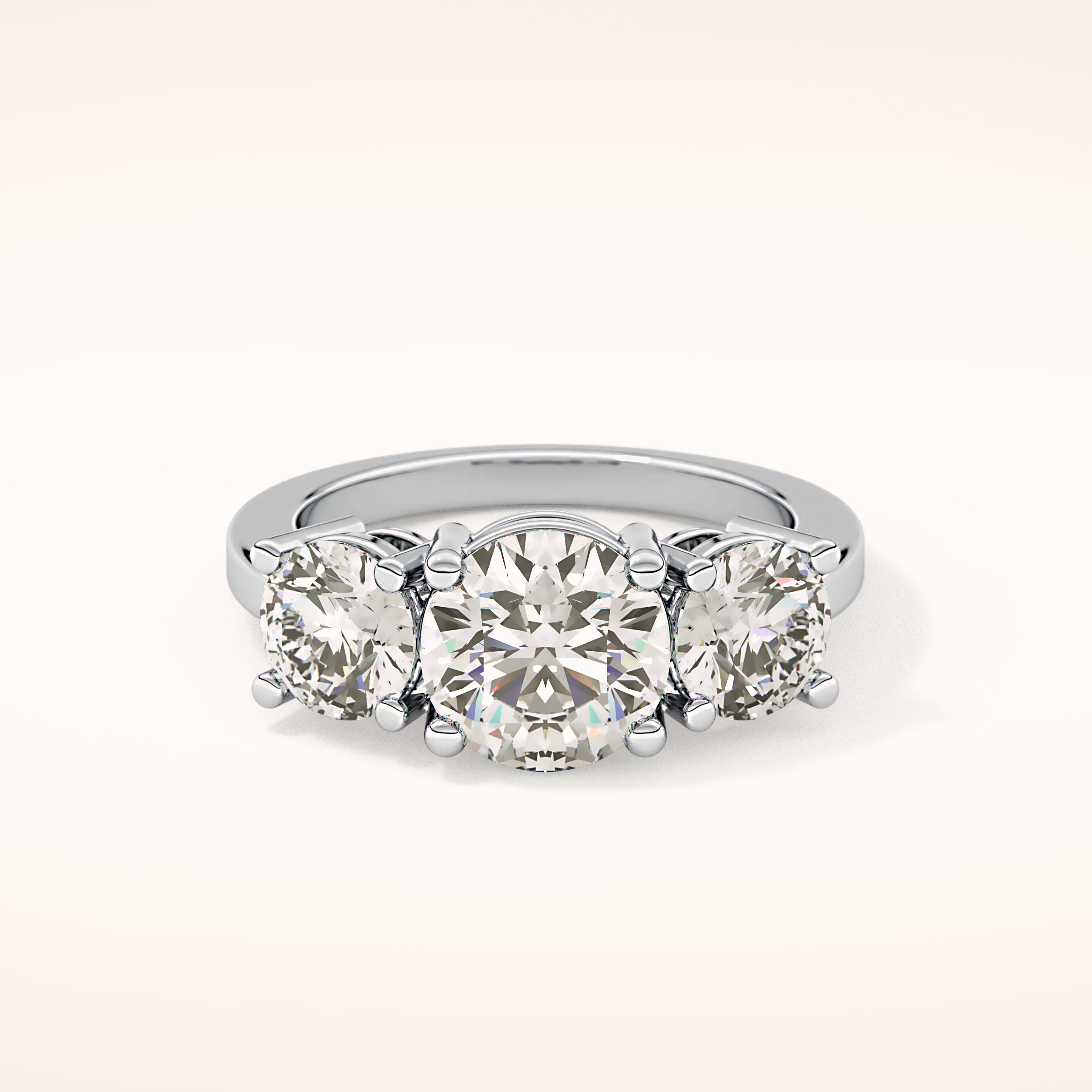 1.82 CT Round Shaped Three Stone Moissanite Engagement Ring