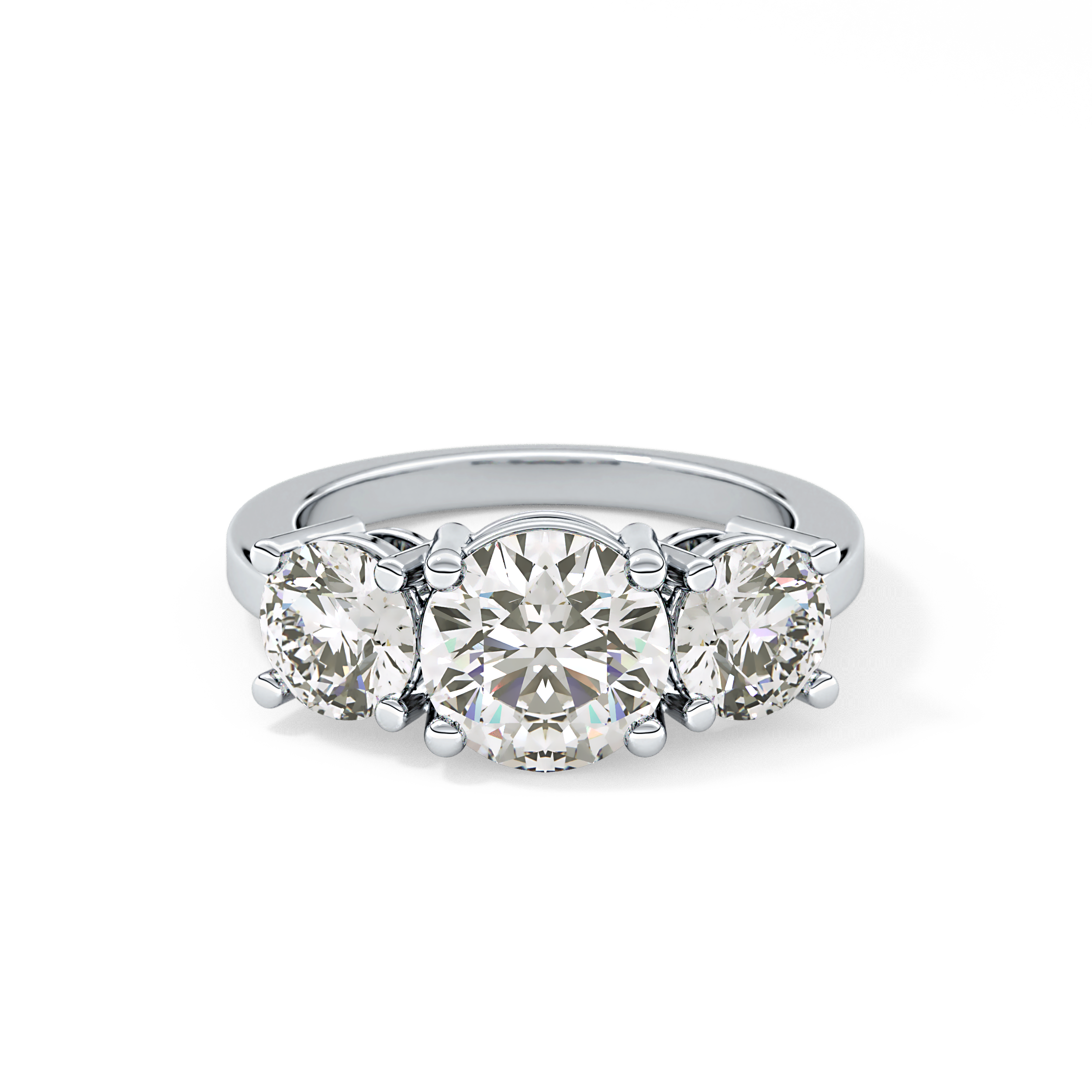 Round Three Stone Lab Grown Diamond Engagement Ring