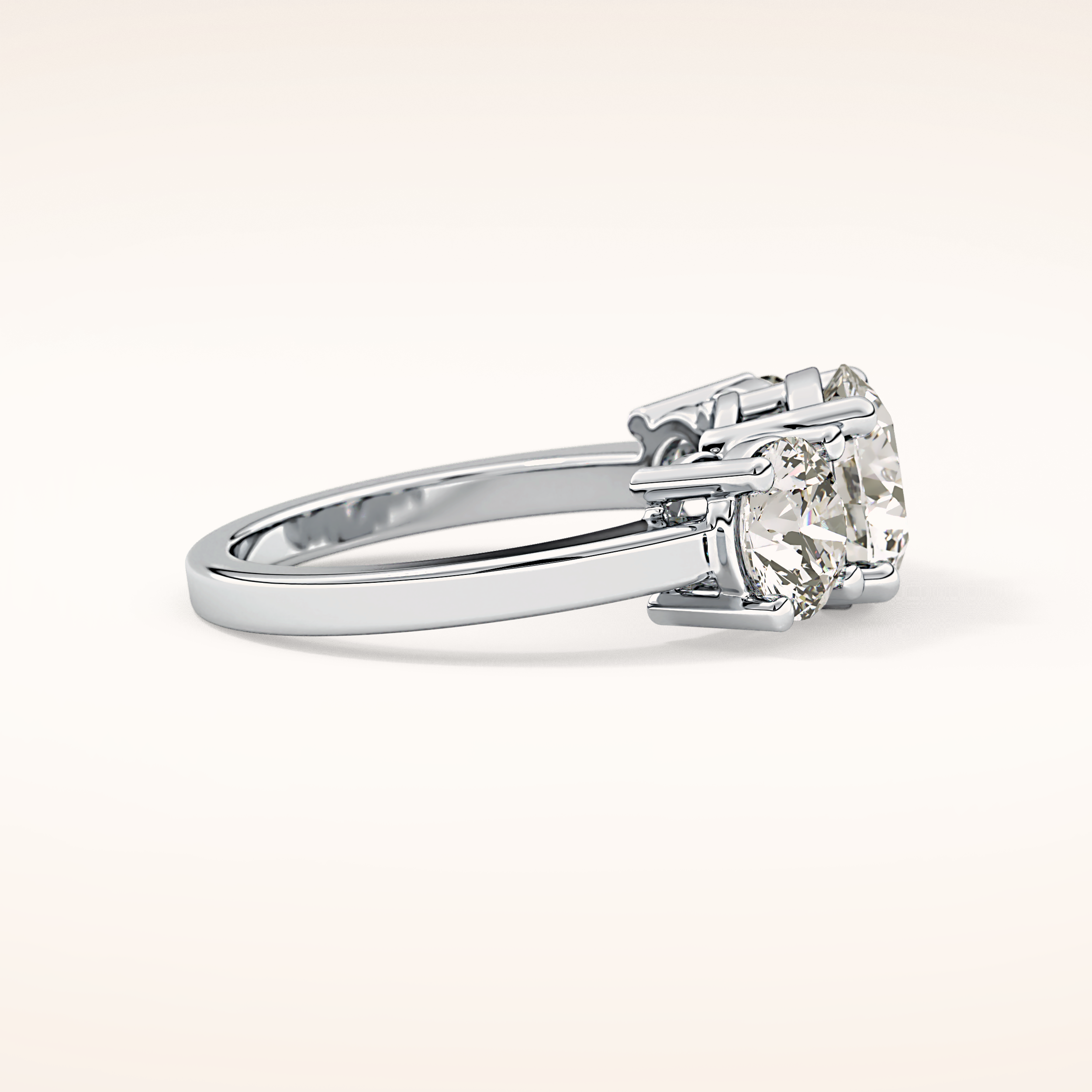 1.82 CT Round Shaped Three Stone Moissanite Engagement Ring