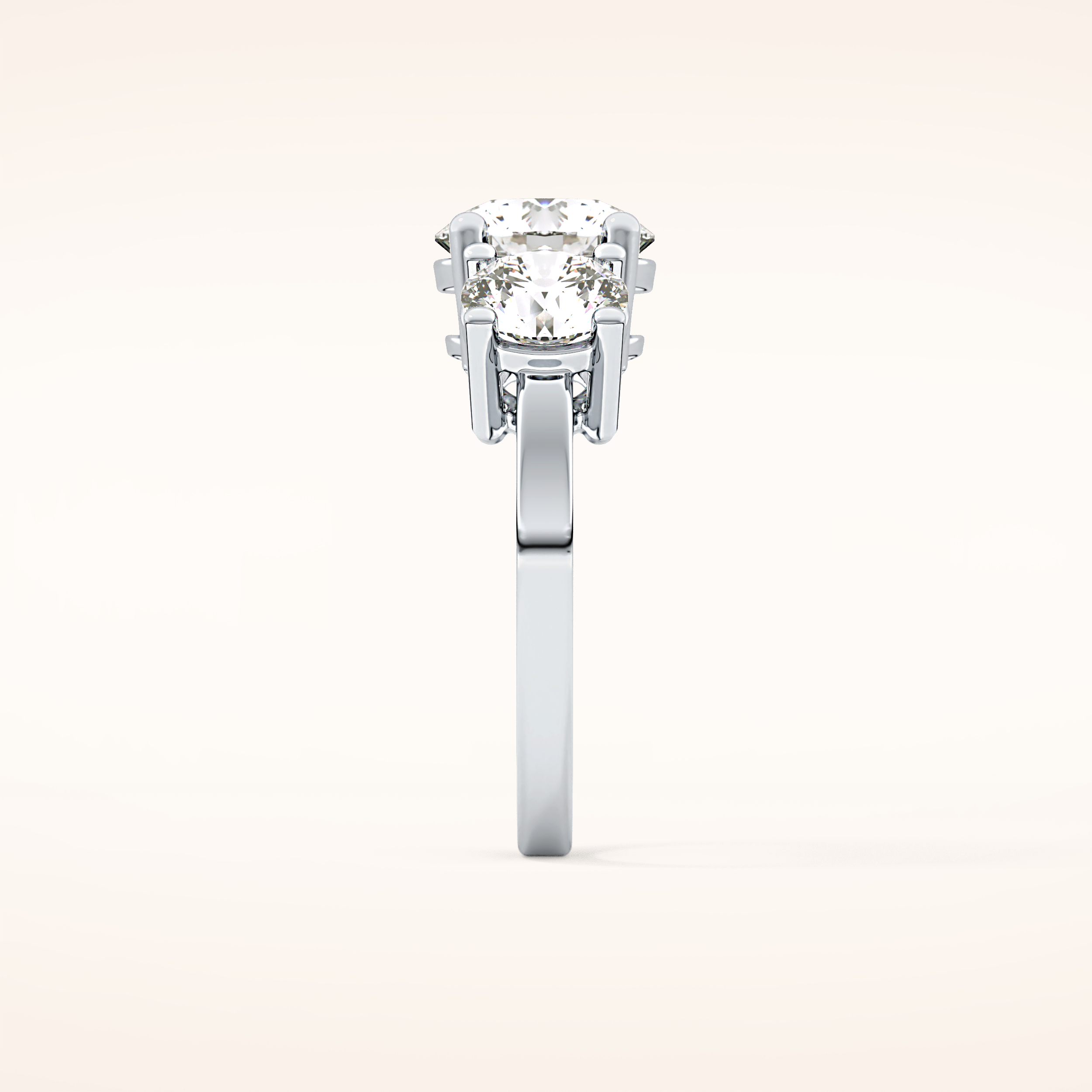 1.82 CT Round Shaped Three Stone Moissanite Engagement Ring