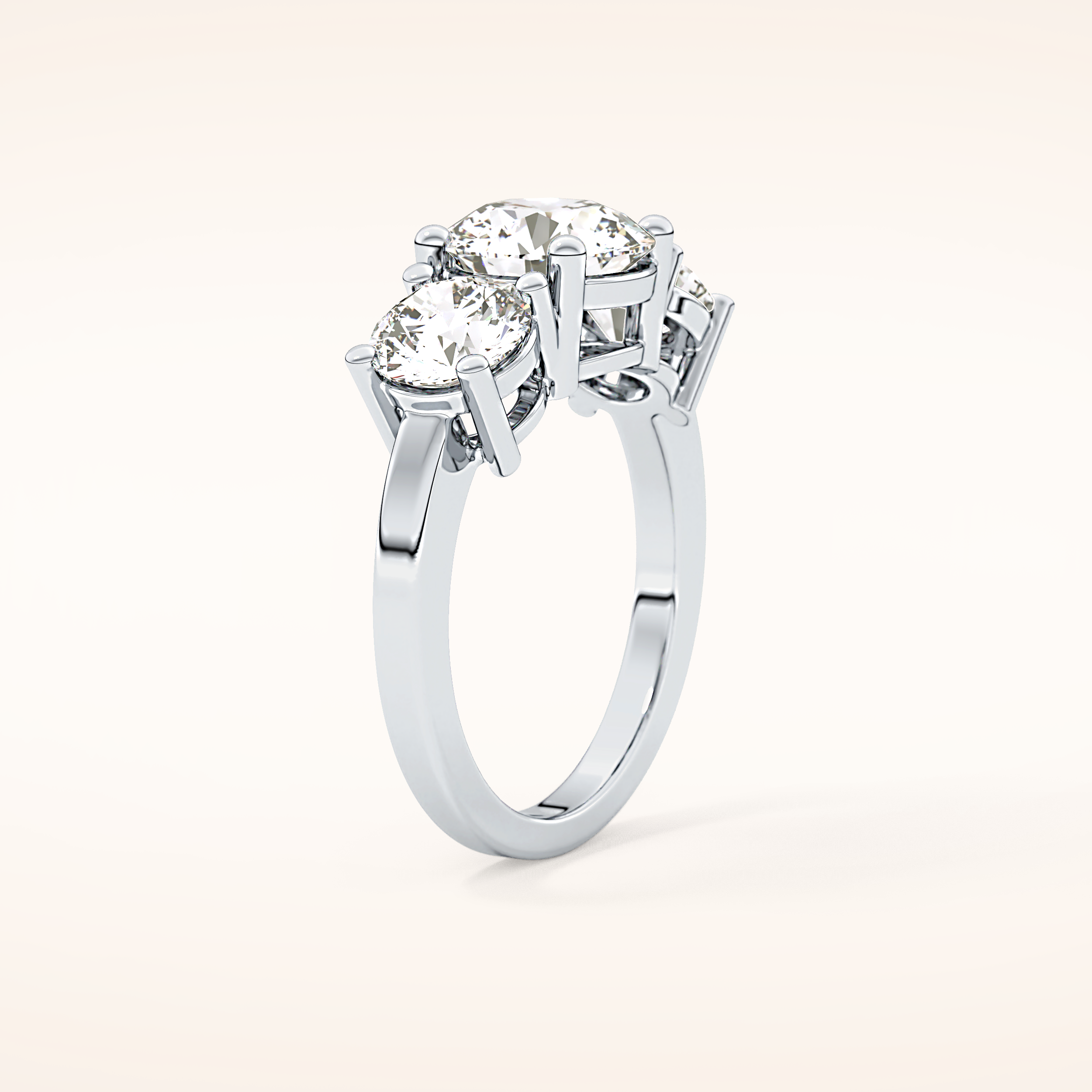 1.82 CT Round Shaped Three Stone Moissanite Engagement Ring