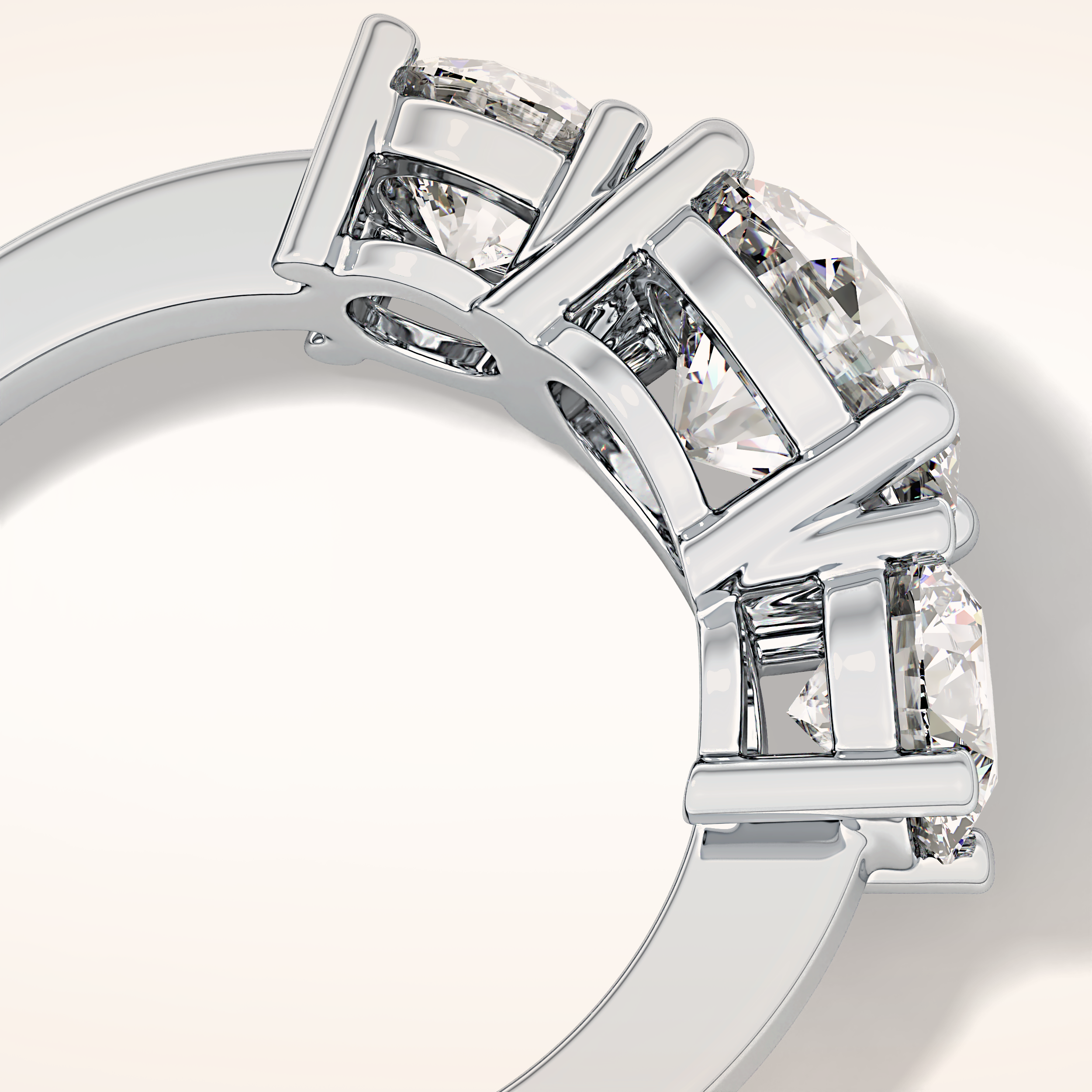 1.82 CT Round Shaped Three Stone Moissanite Engagement Ring