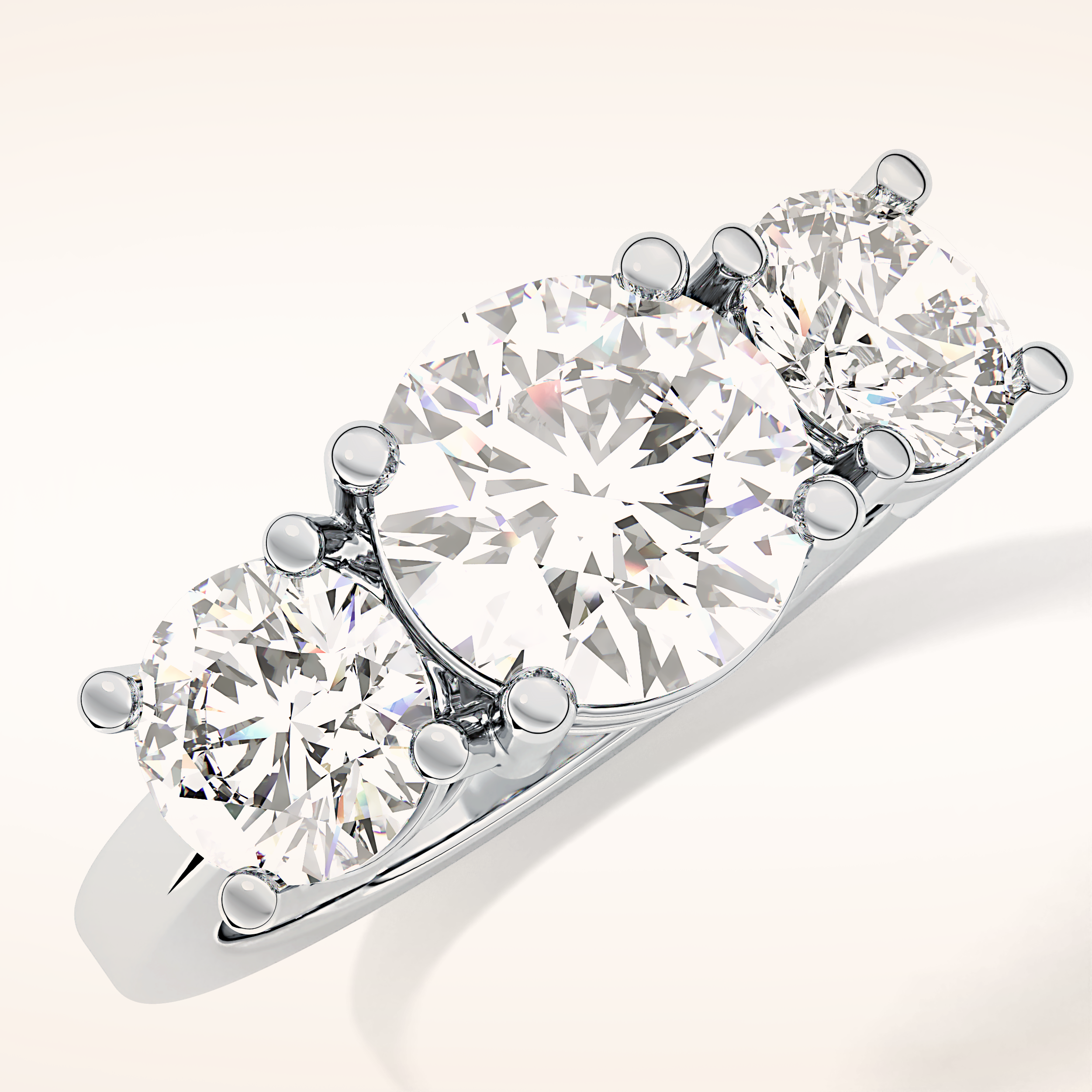 1.82 CT Round Shaped Three Stone Moissanite Engagement Ring