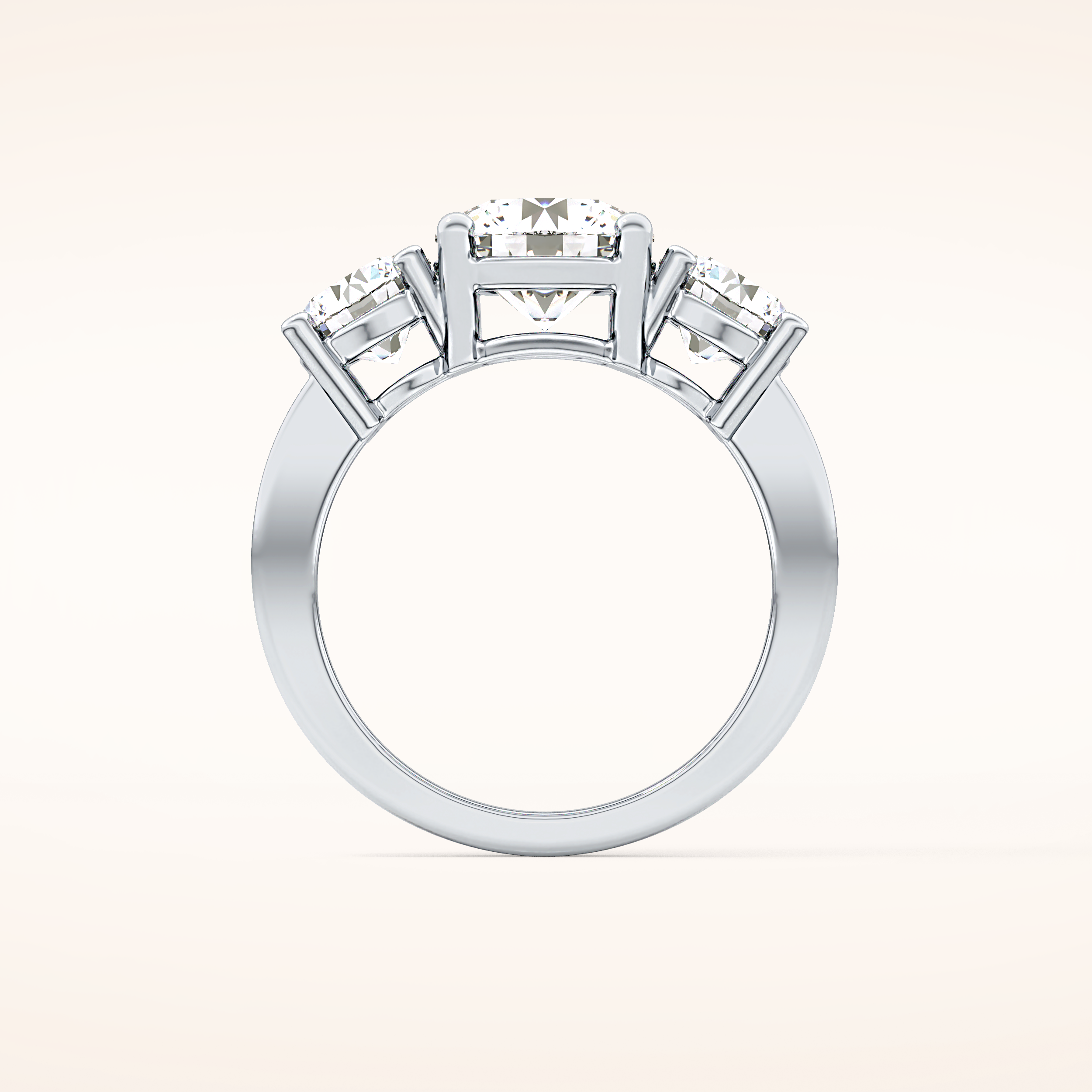 1.82 CT Round Shaped Three Stone Moissanite Engagement Ring