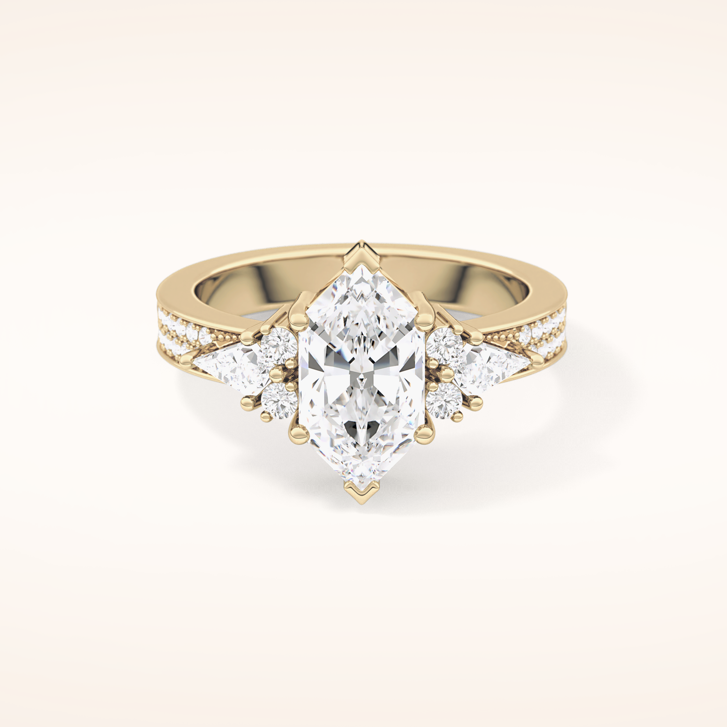 3.28 CT Hexagon Shaped Cluster Moissanite Engagement Ring
