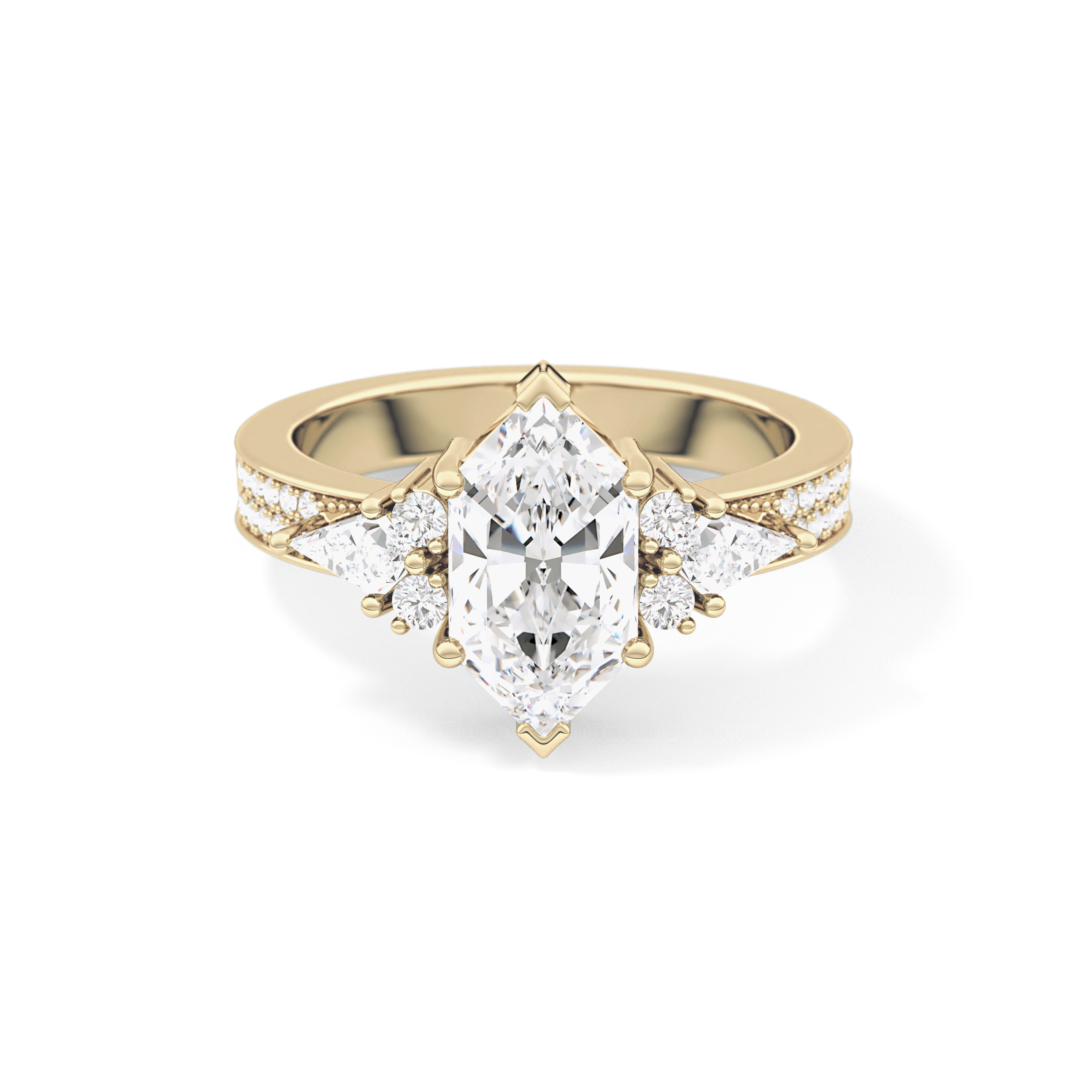 Hexagon Cluster Lab Grown Diamond Engagement Ring