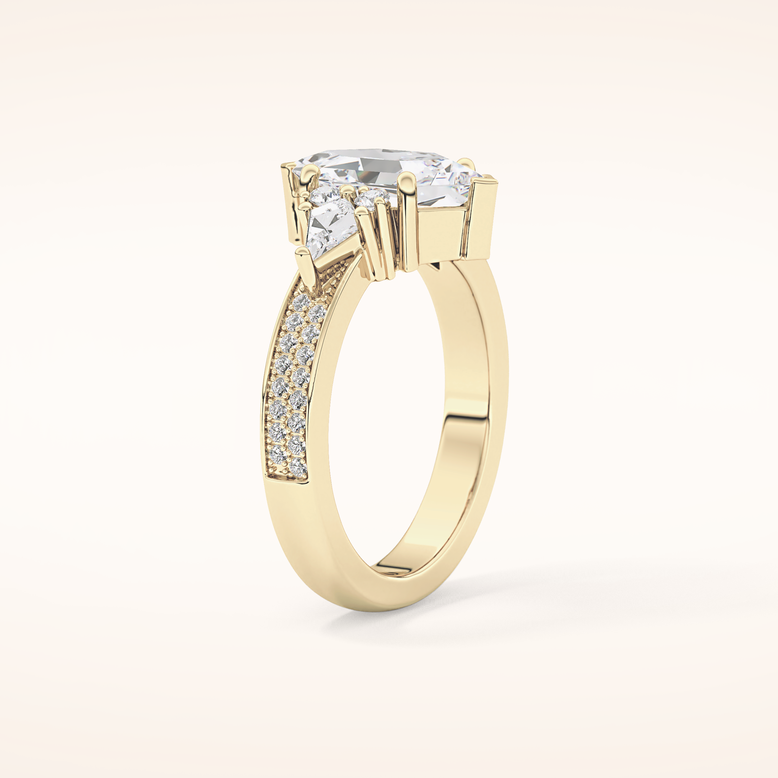 3.28 CT Hexagon Shaped Cluster Moissanite Engagement Ring