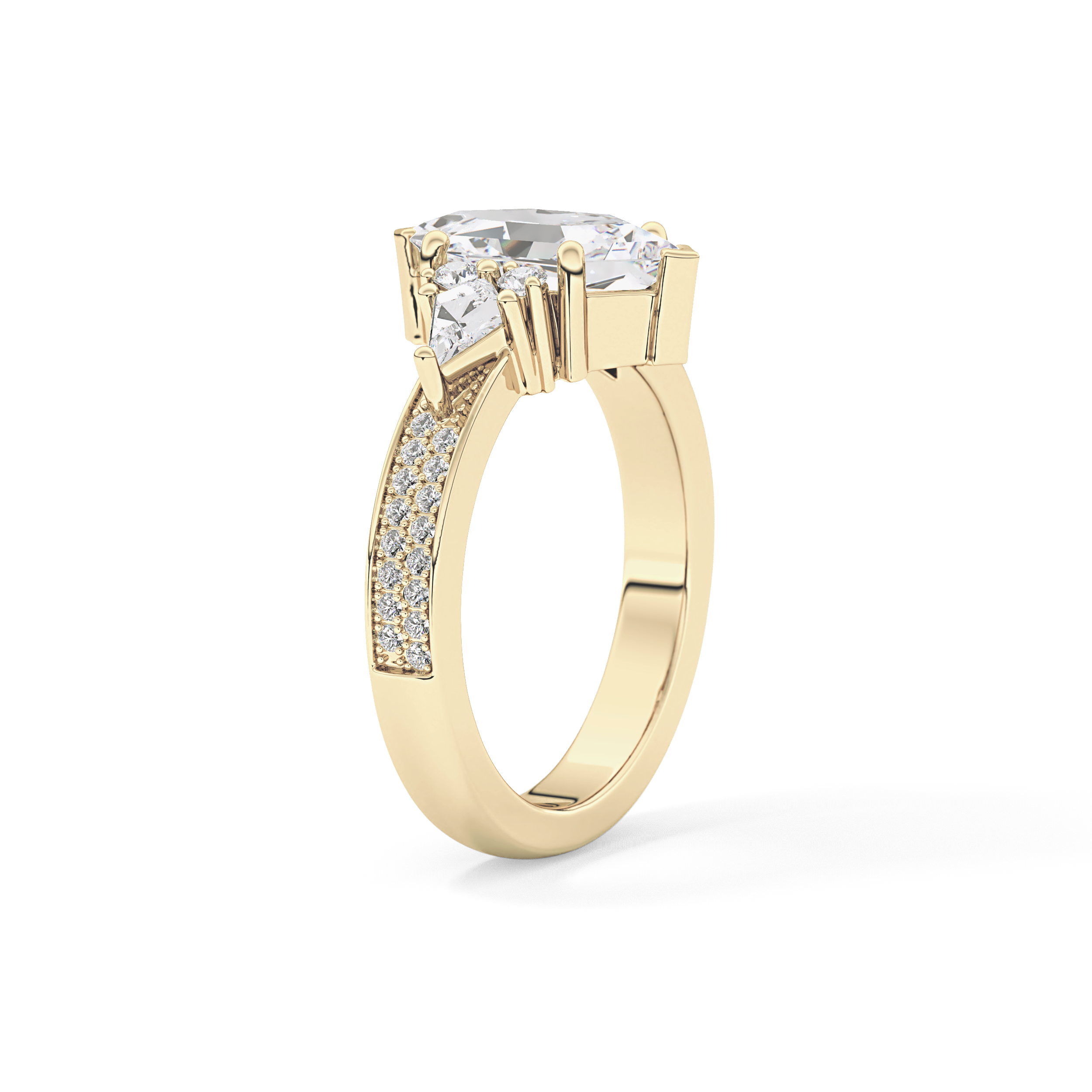Hexagon Cluster Lab Grown Diamond Engagement Ring