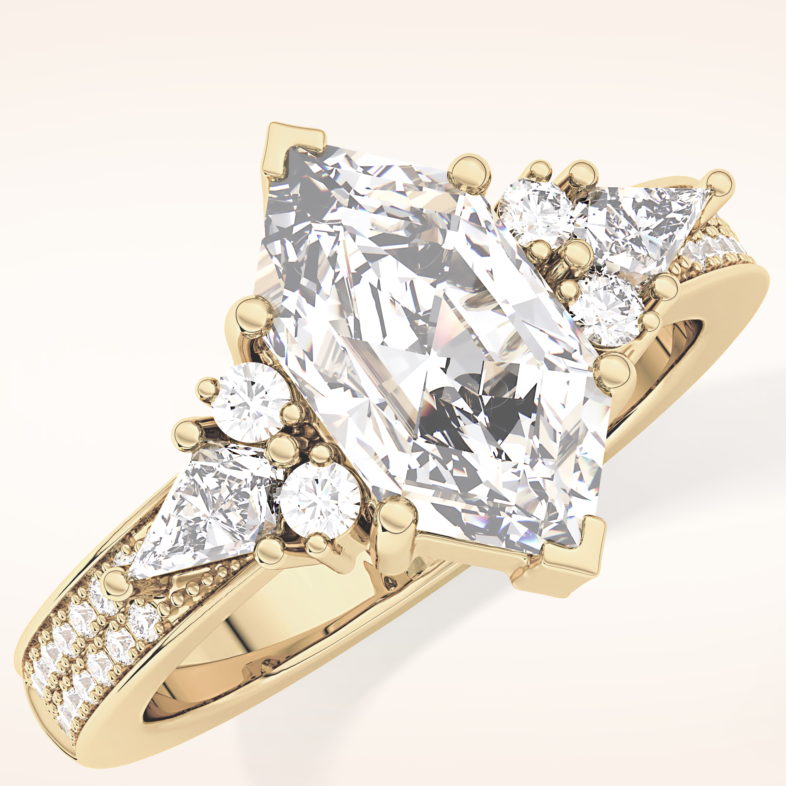 3.28 CT Hexagon Shaped Cluster Moissanite Engagement Ring