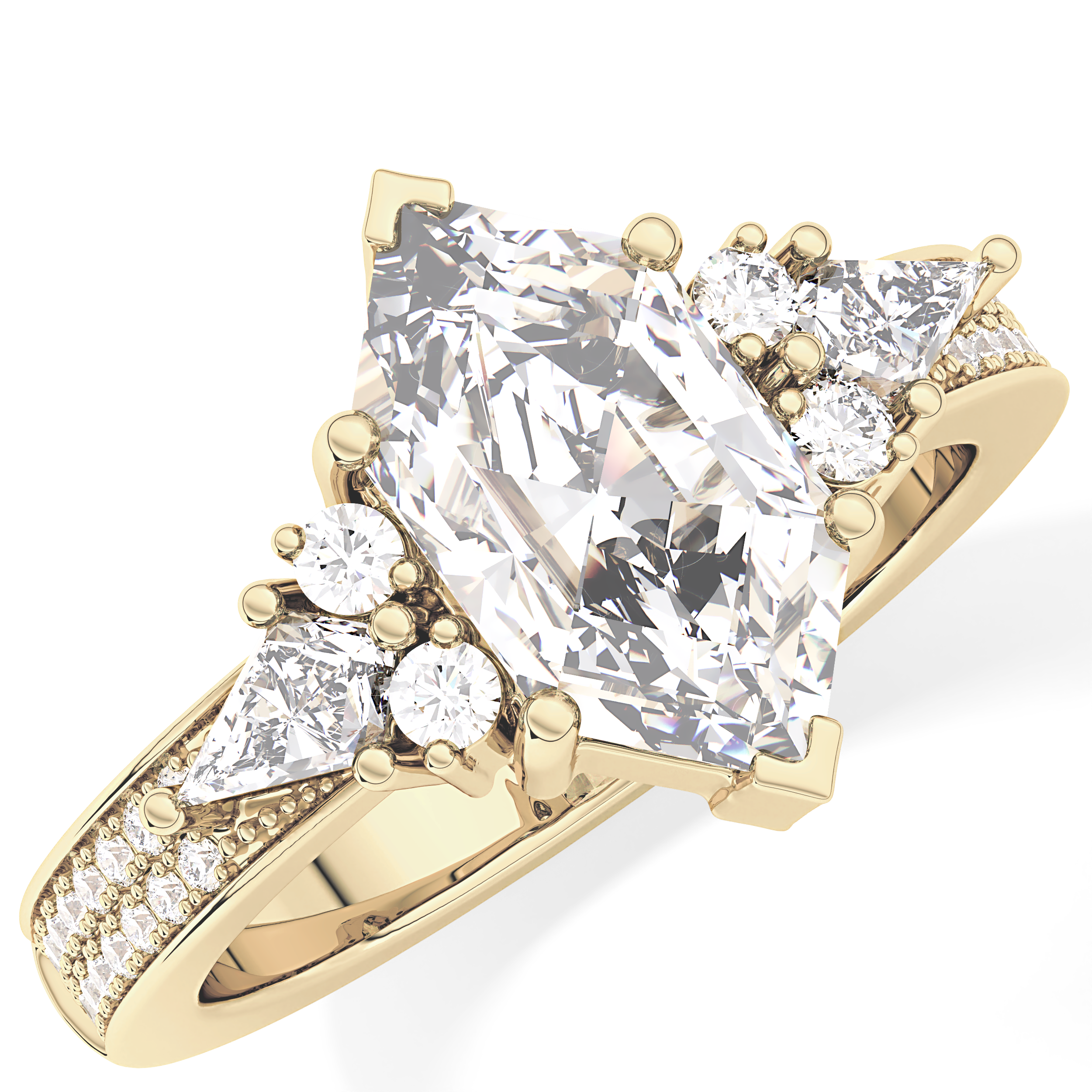 Hexagon Cluster Lab Grown Diamond Engagement Ring