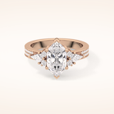 3.28 CT Hexagon Shaped Cluster Moissanite Engagement Ring