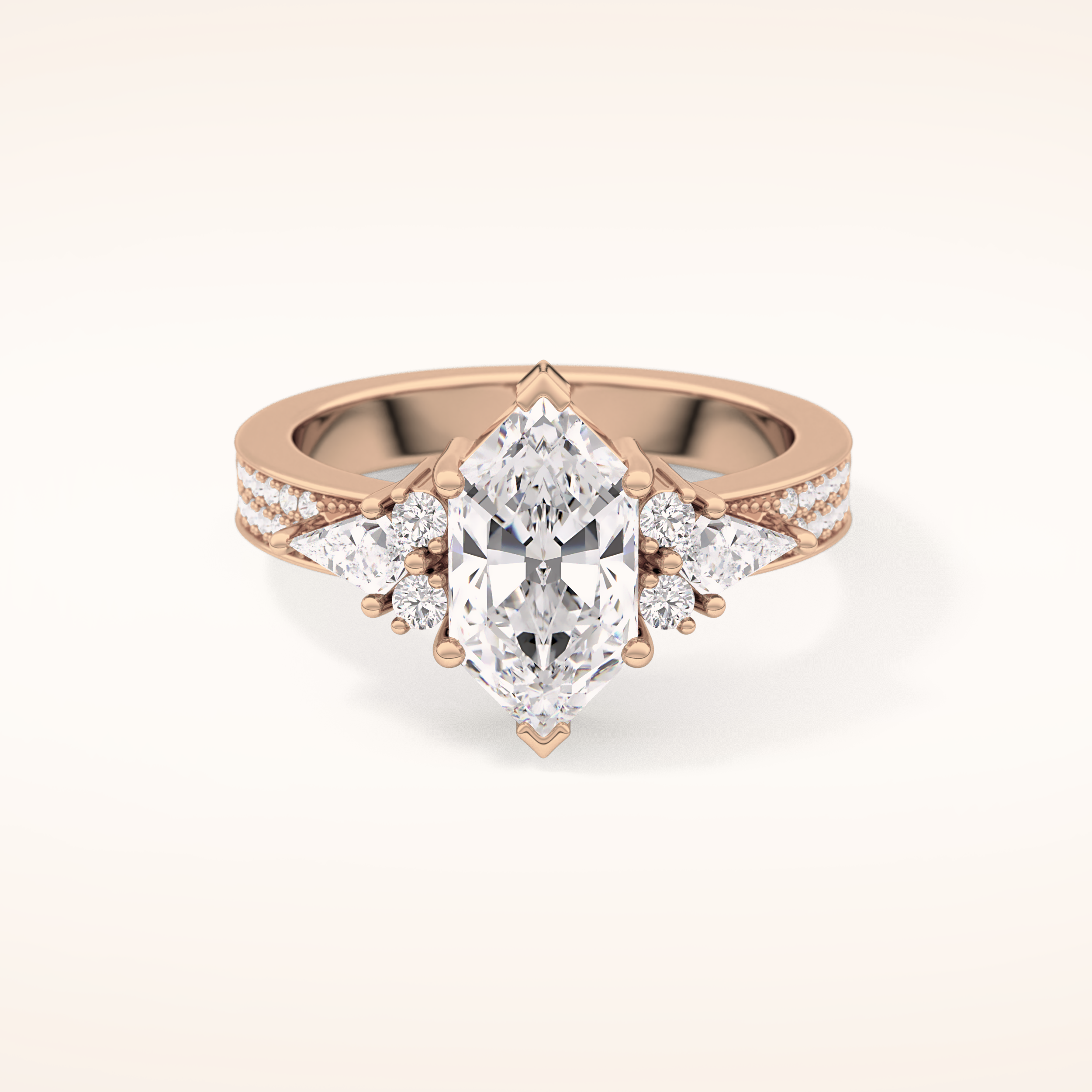3.28 CT Hexagon Shaped Cluster Moissanite Engagement Ring