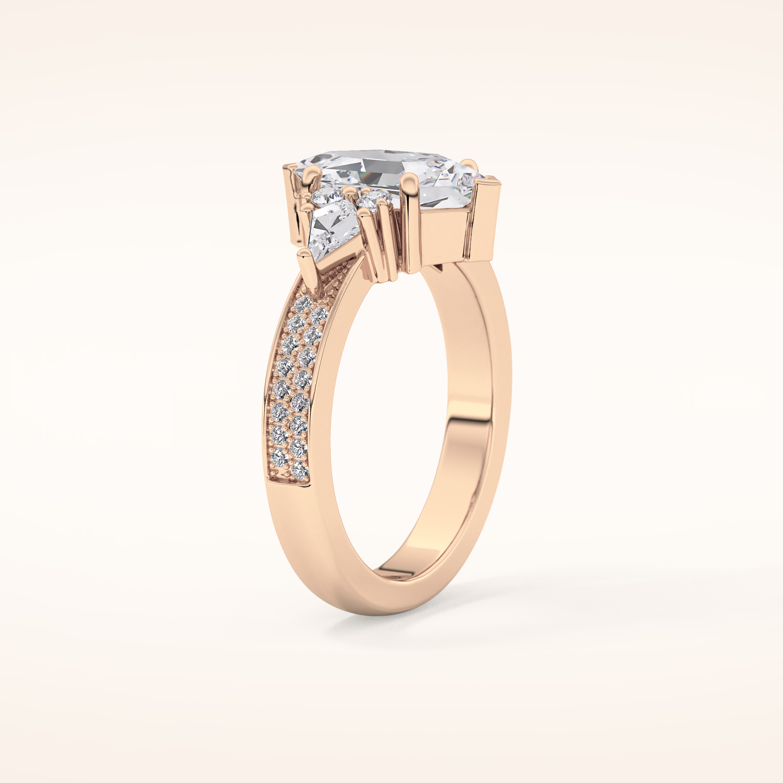 3.28 CT Hexagon Shaped Cluster Moissanite Engagement Ring