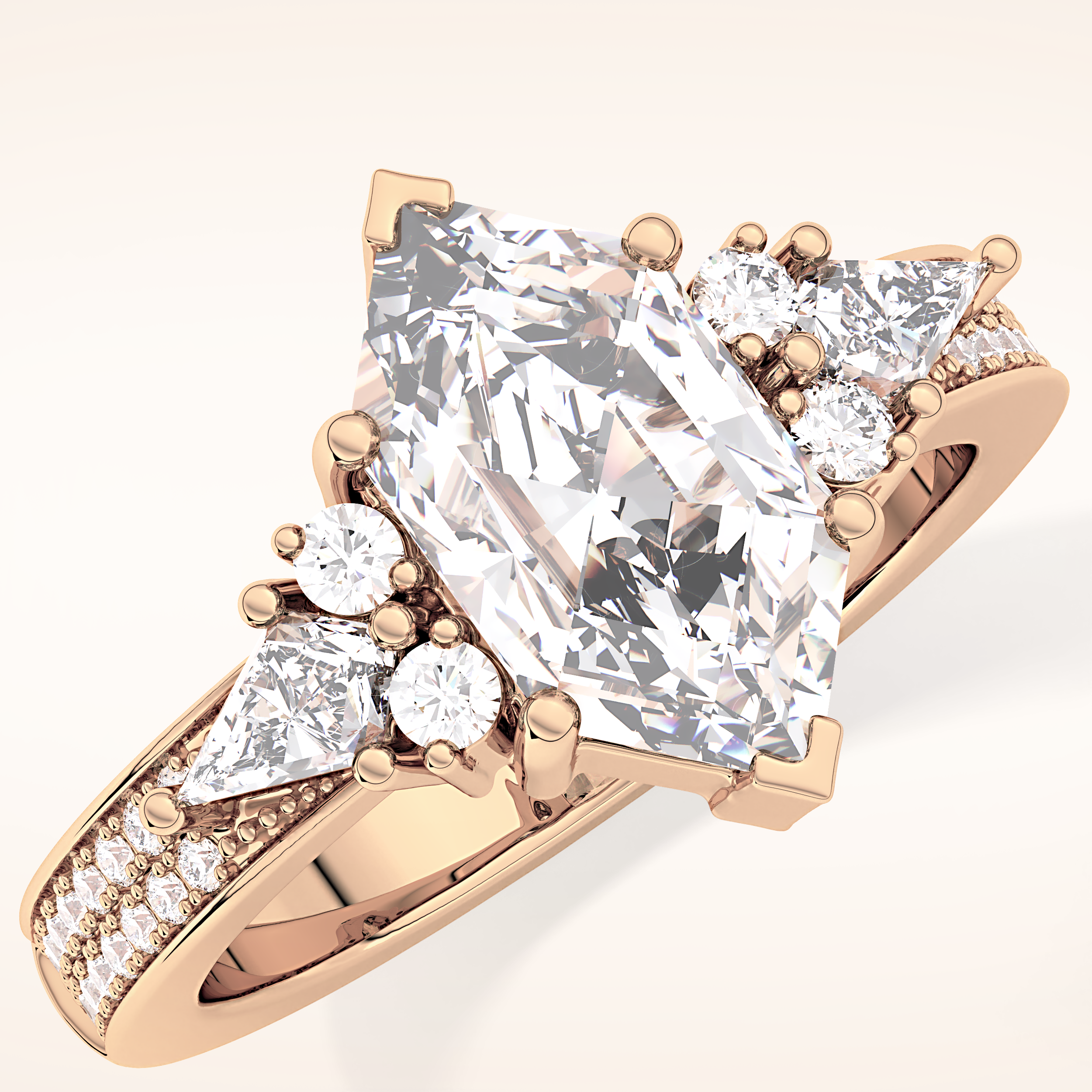 3.28 CT Hexagon Shaped Cluster Moissanite Engagement Ring