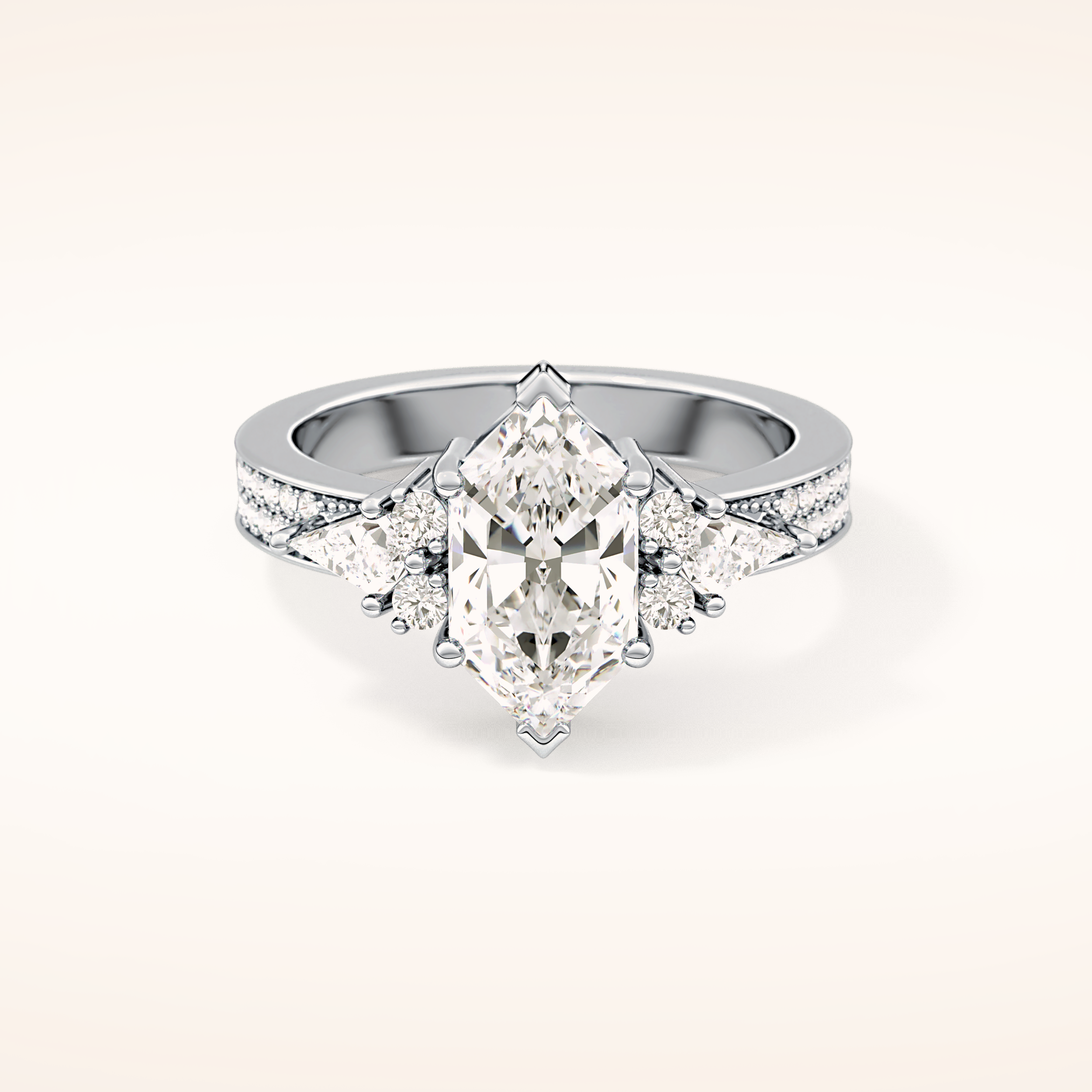 3.28 CT Hexagon Shaped Cluster Moissanite Engagement Ring