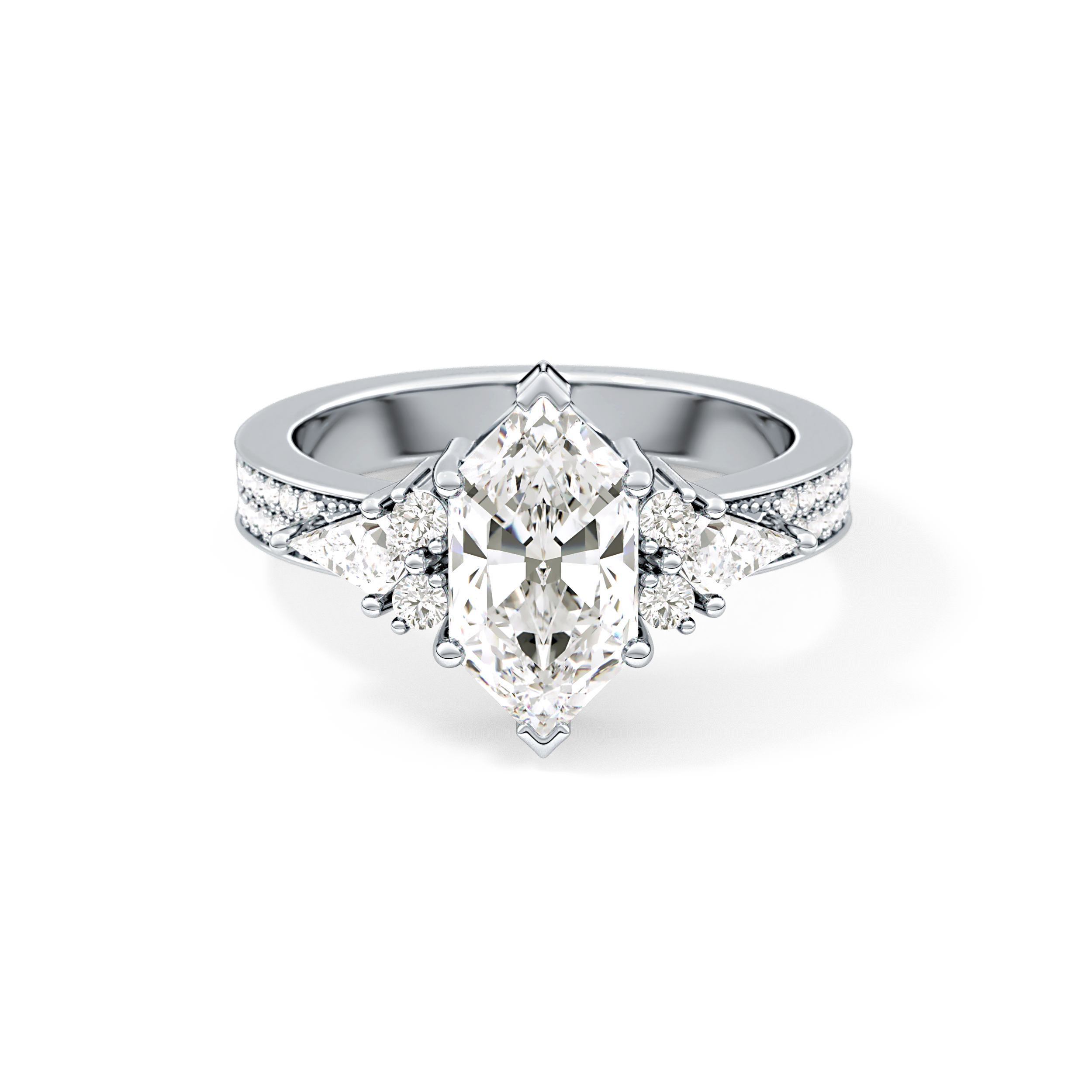 Hexagon Cluster Lab Grown Diamond Engagement Ring