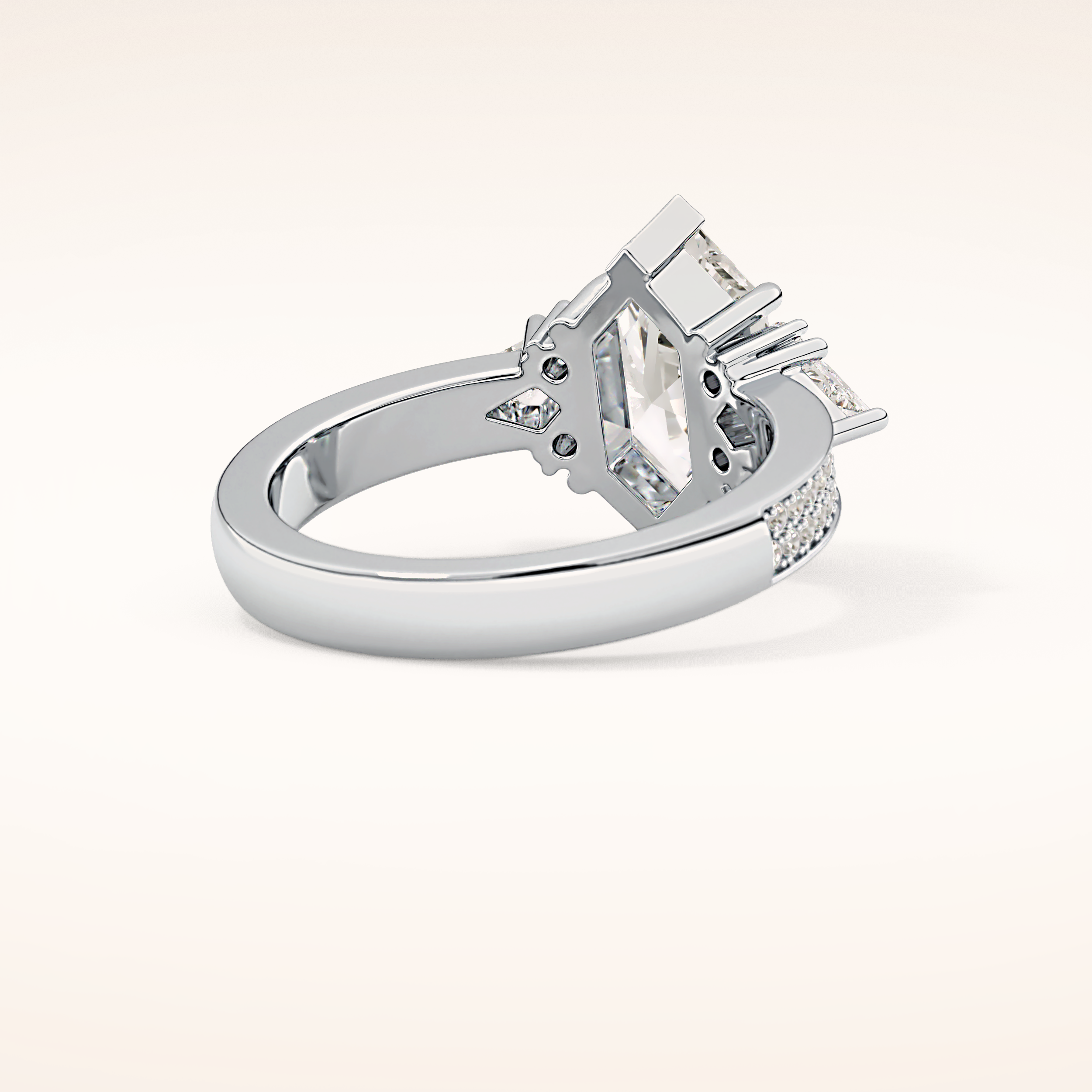 3.28 CT Hexagon Shaped Cluster Moissanite Engagement Ring