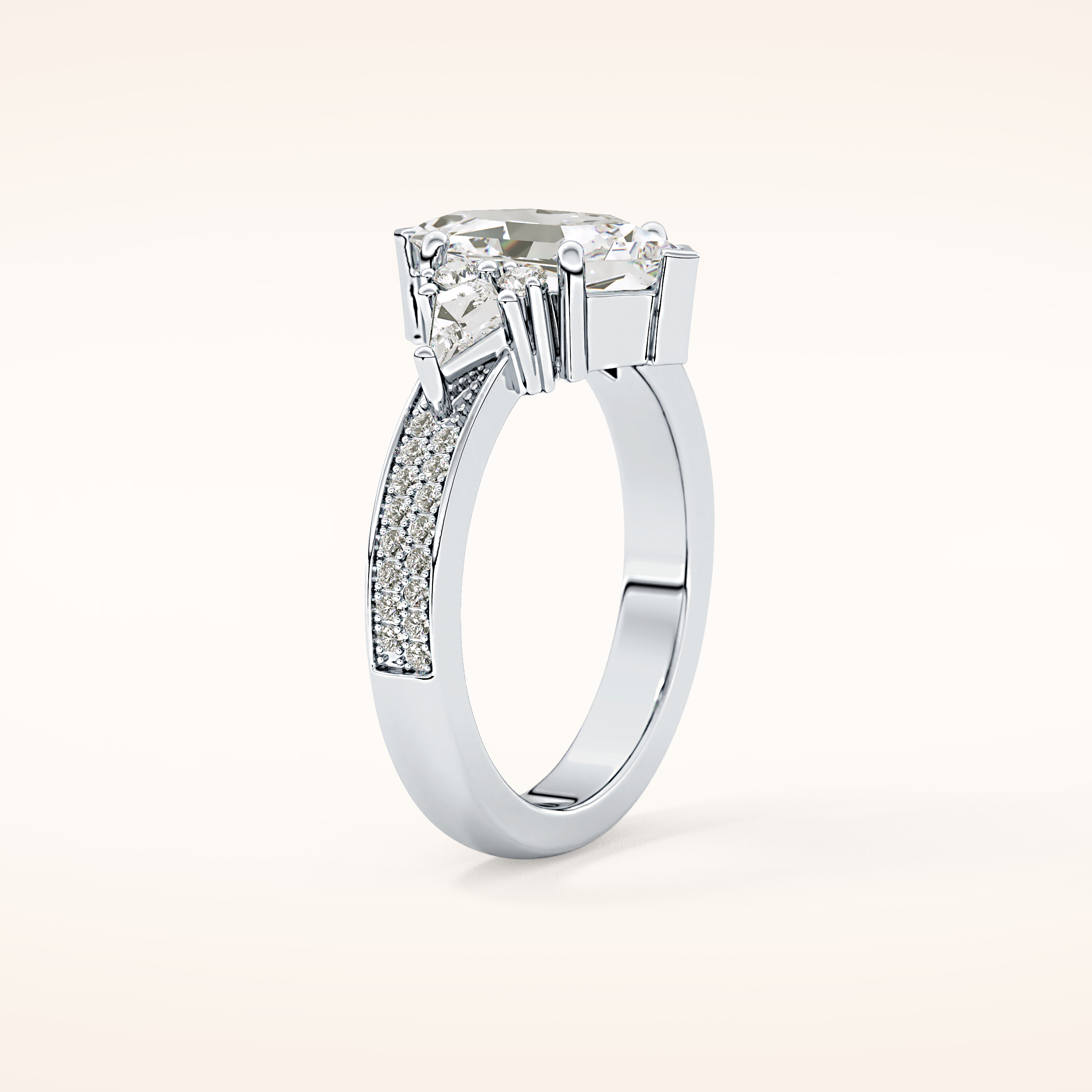 3.28 CT Hexagon Shaped Cluster Moissanite Engagement Ring