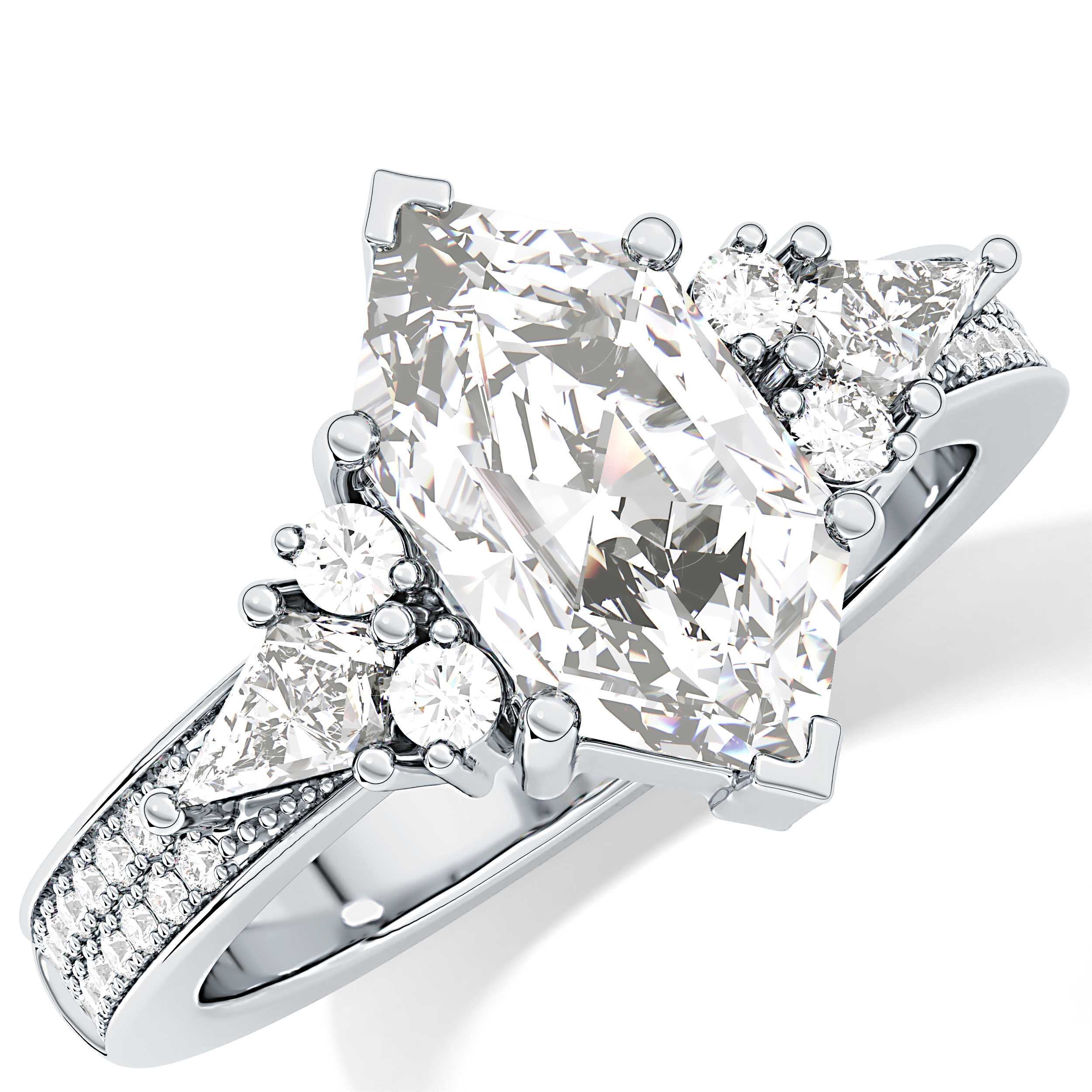 Hexagon Cluster Lab Grown Diamond Engagement Ring