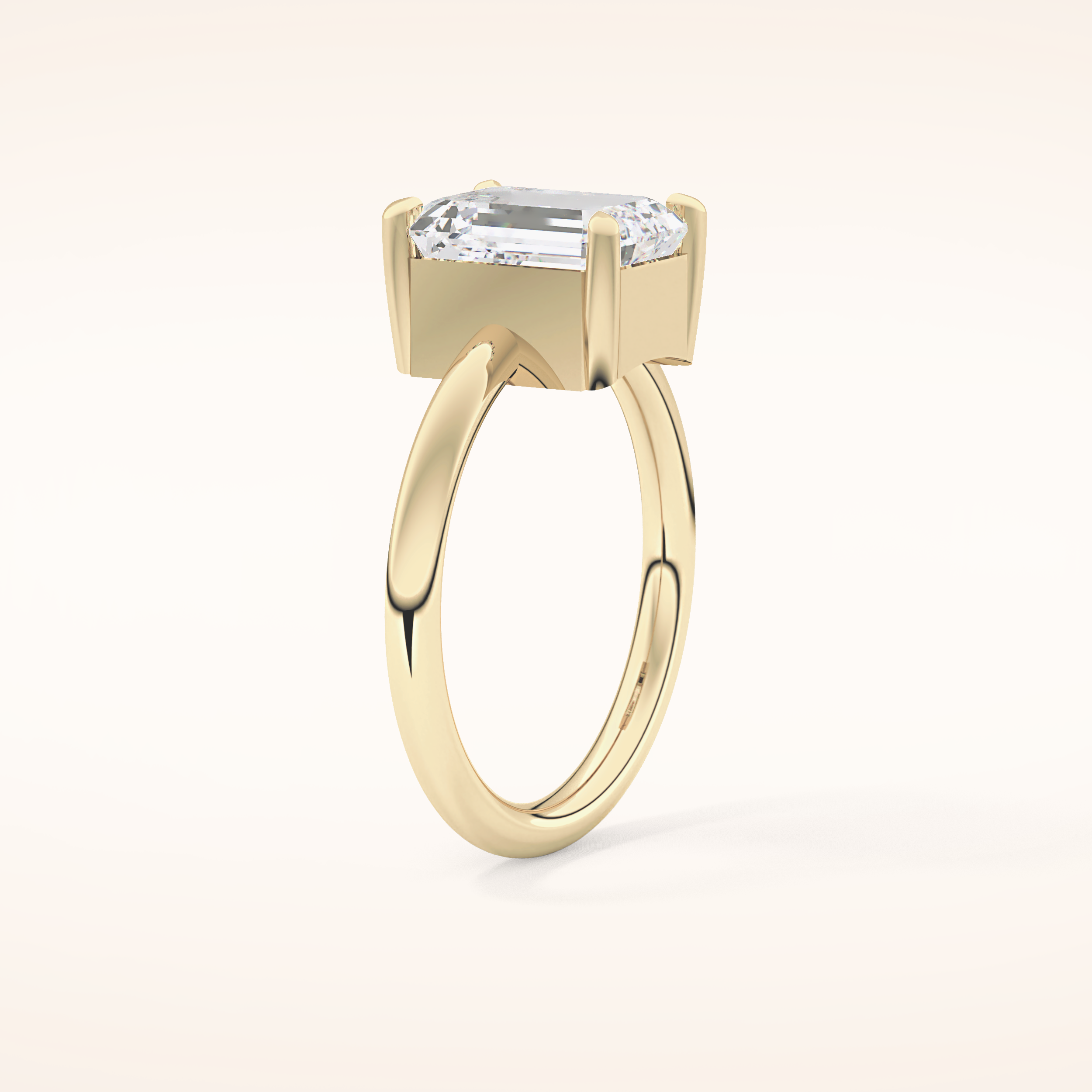 2.76 CT Emerald Shaped Solitaire Moissanite Engagement Ring