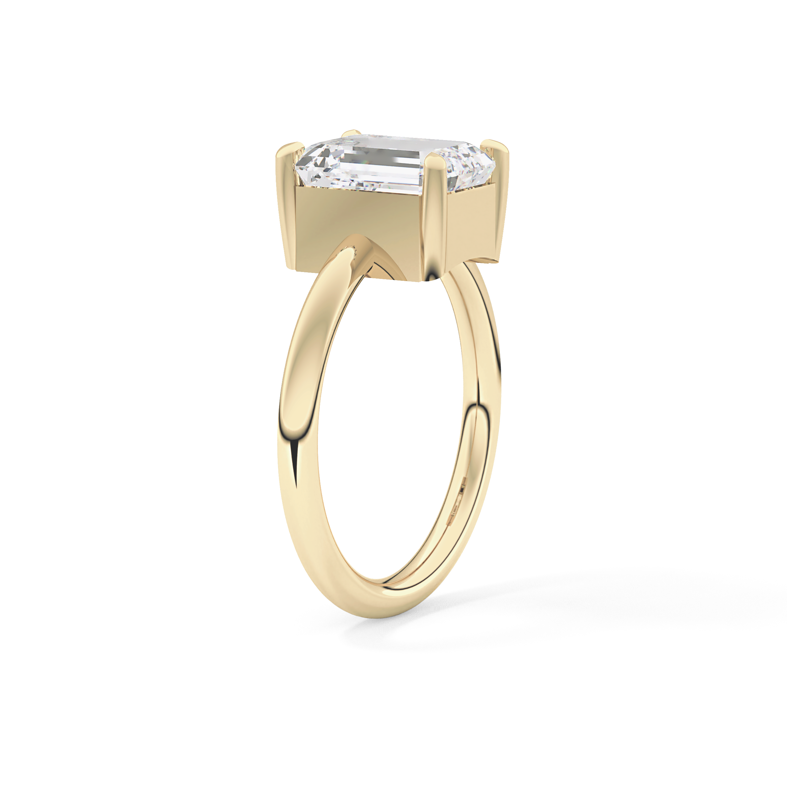Emerald Solitaire Lab Grown Diamond Engagement Ring