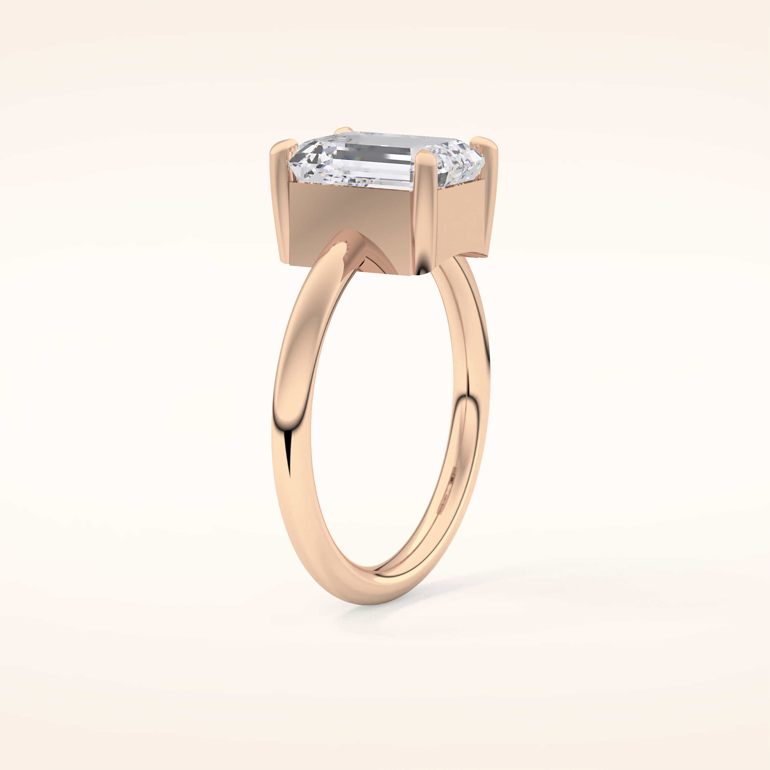 2.76 CT Emerald Shaped Solitaire Moissanite Engagement Ring