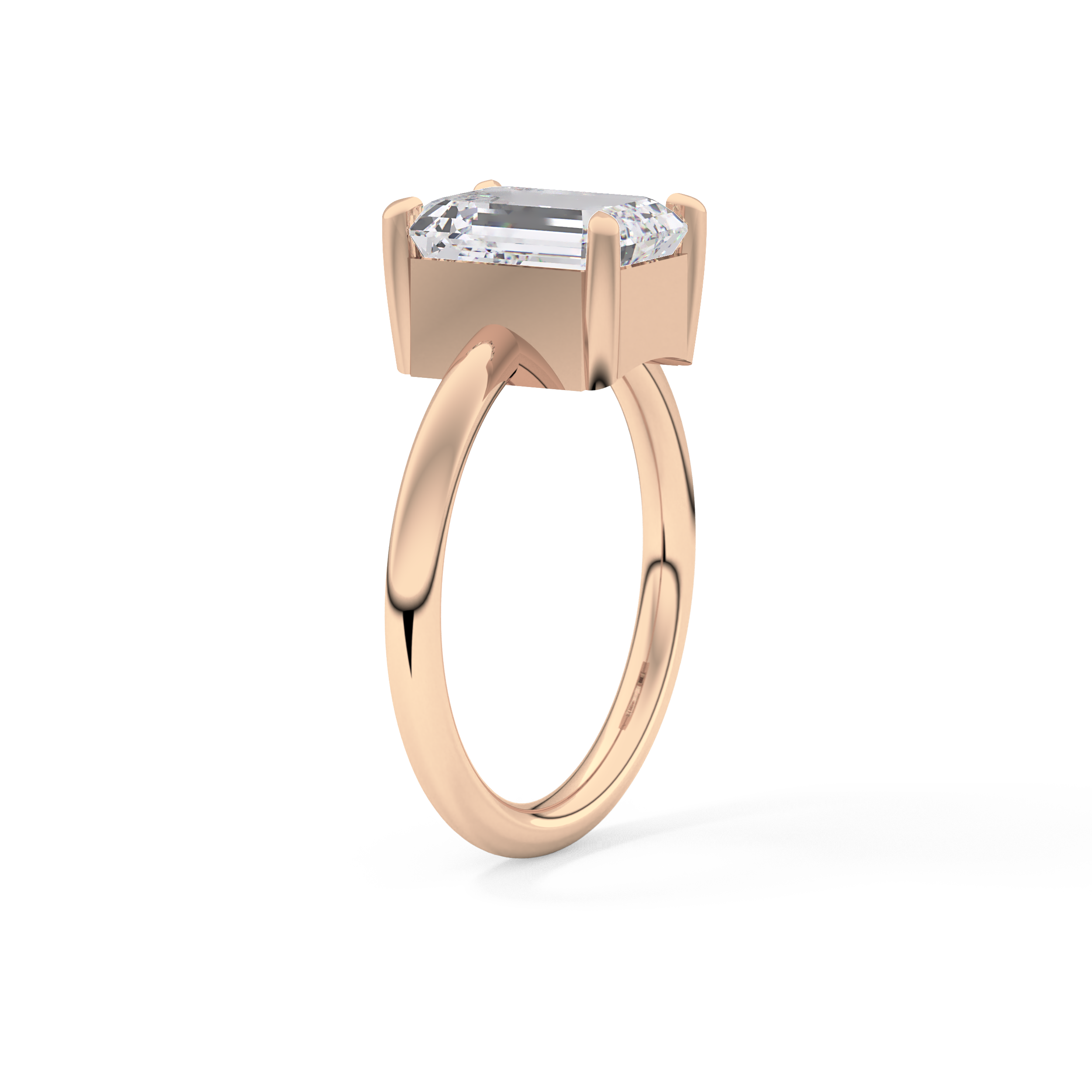 Emerald Solitaire Lab Grown Diamond Engagement Ring