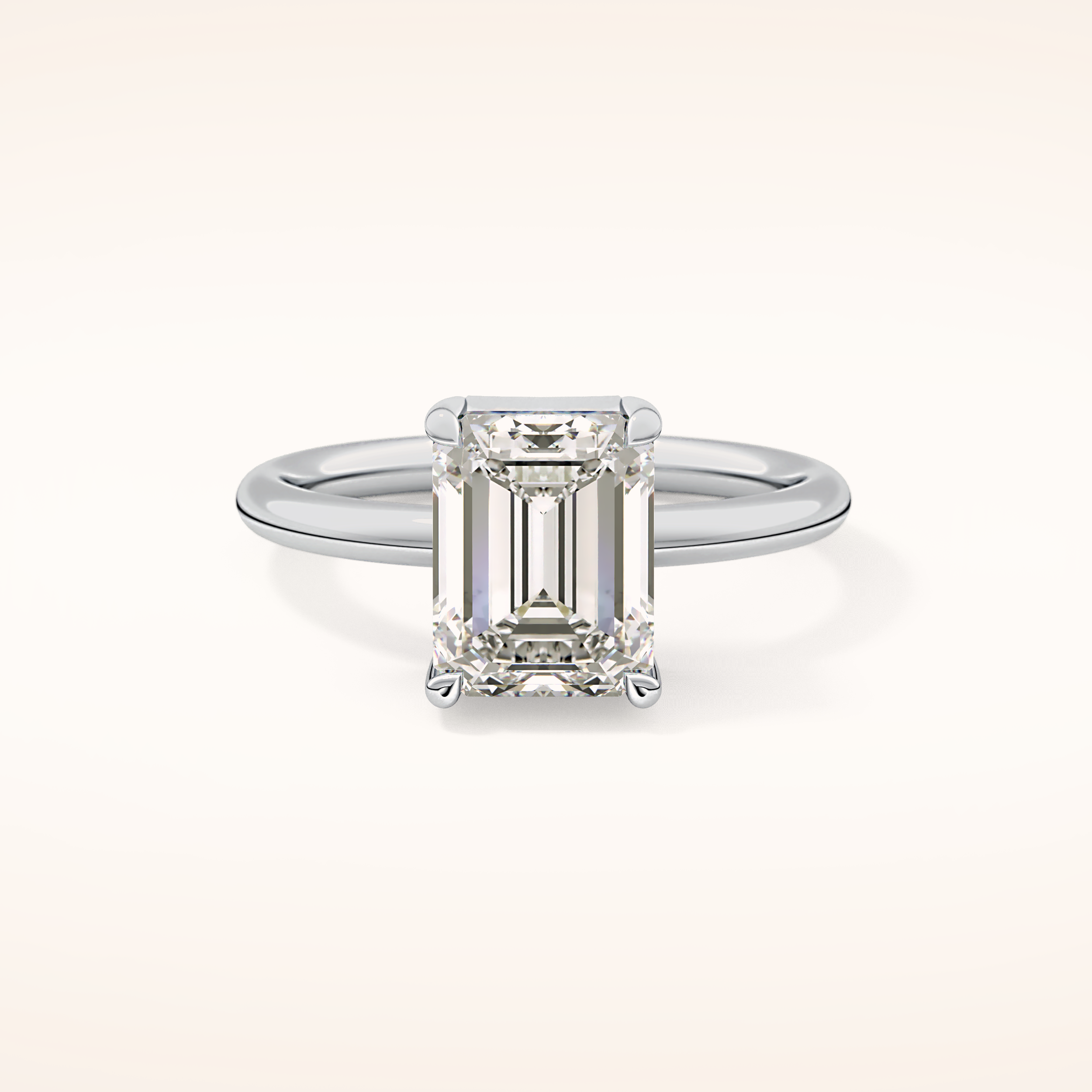 2.76 CT Emerald Shaped Solitaire Moissanite Engagement Ring